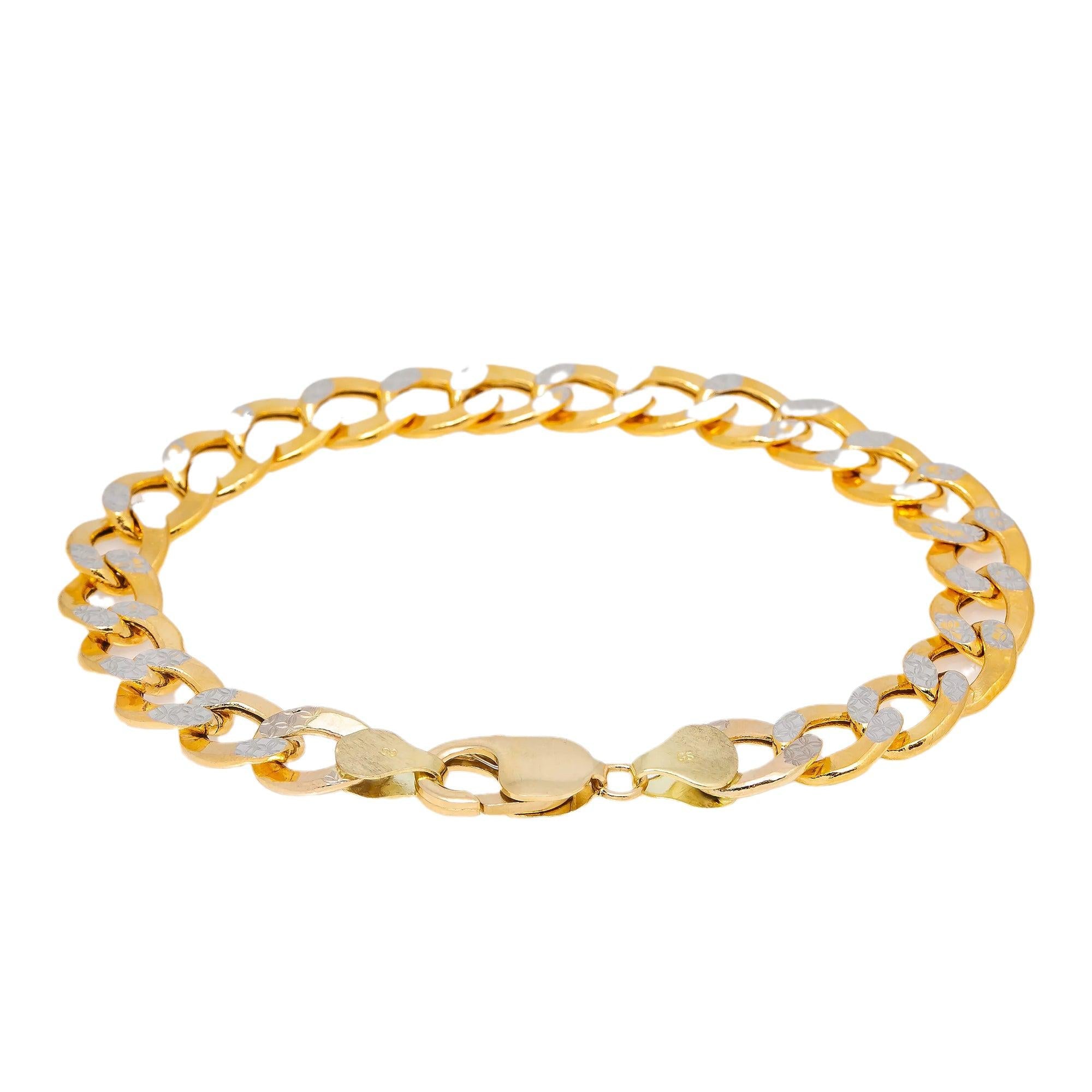 10K YELLOW GOLD HOLLOW DIAMOND CUT CUBAN BRACELET