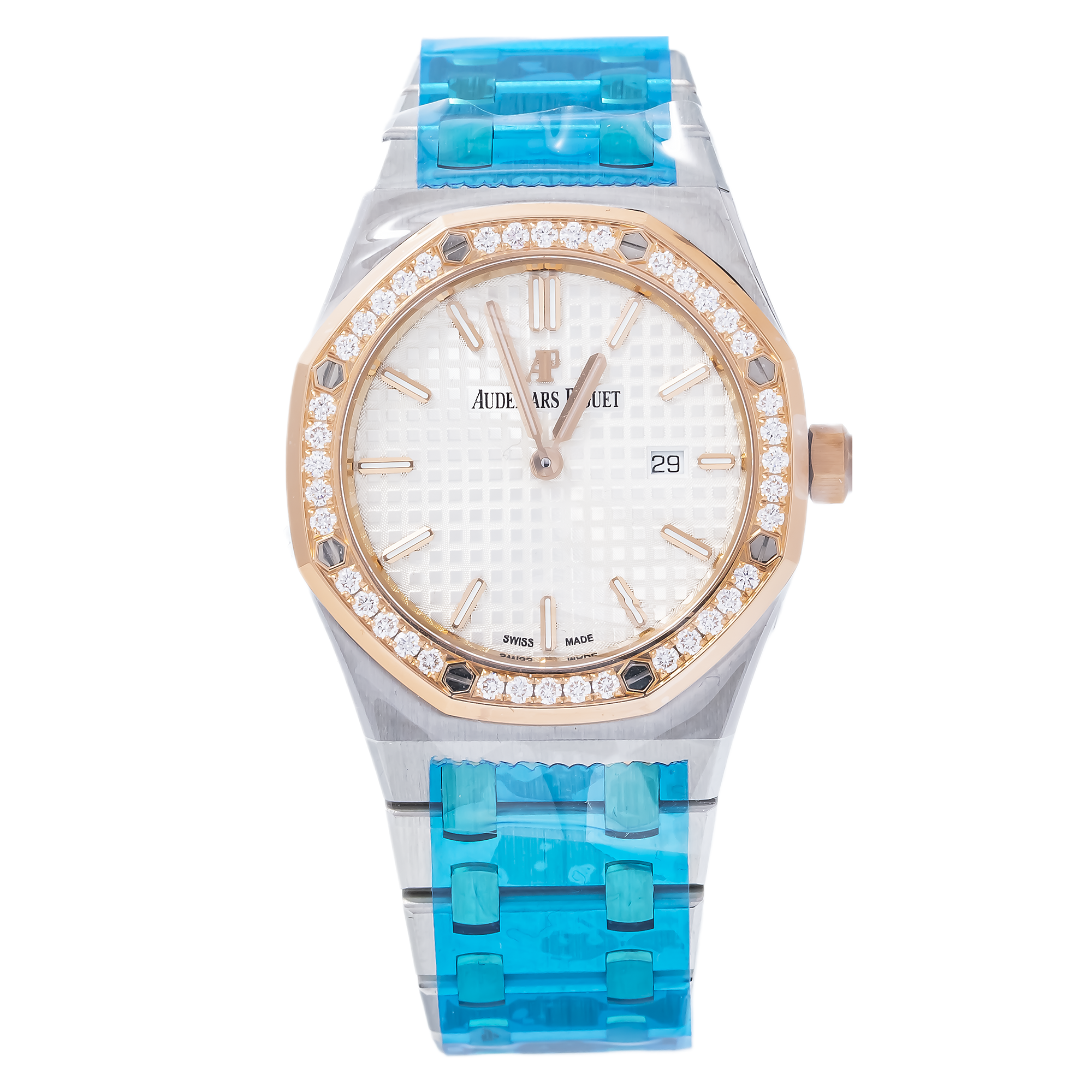 Audemars Piguet Royal Oak 67651SR 33MM White Dial And Rose Gold Diamond Bezel