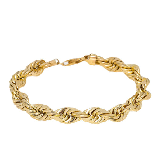 8MM 10K YELLOW GOLD ROPE BRACELET
