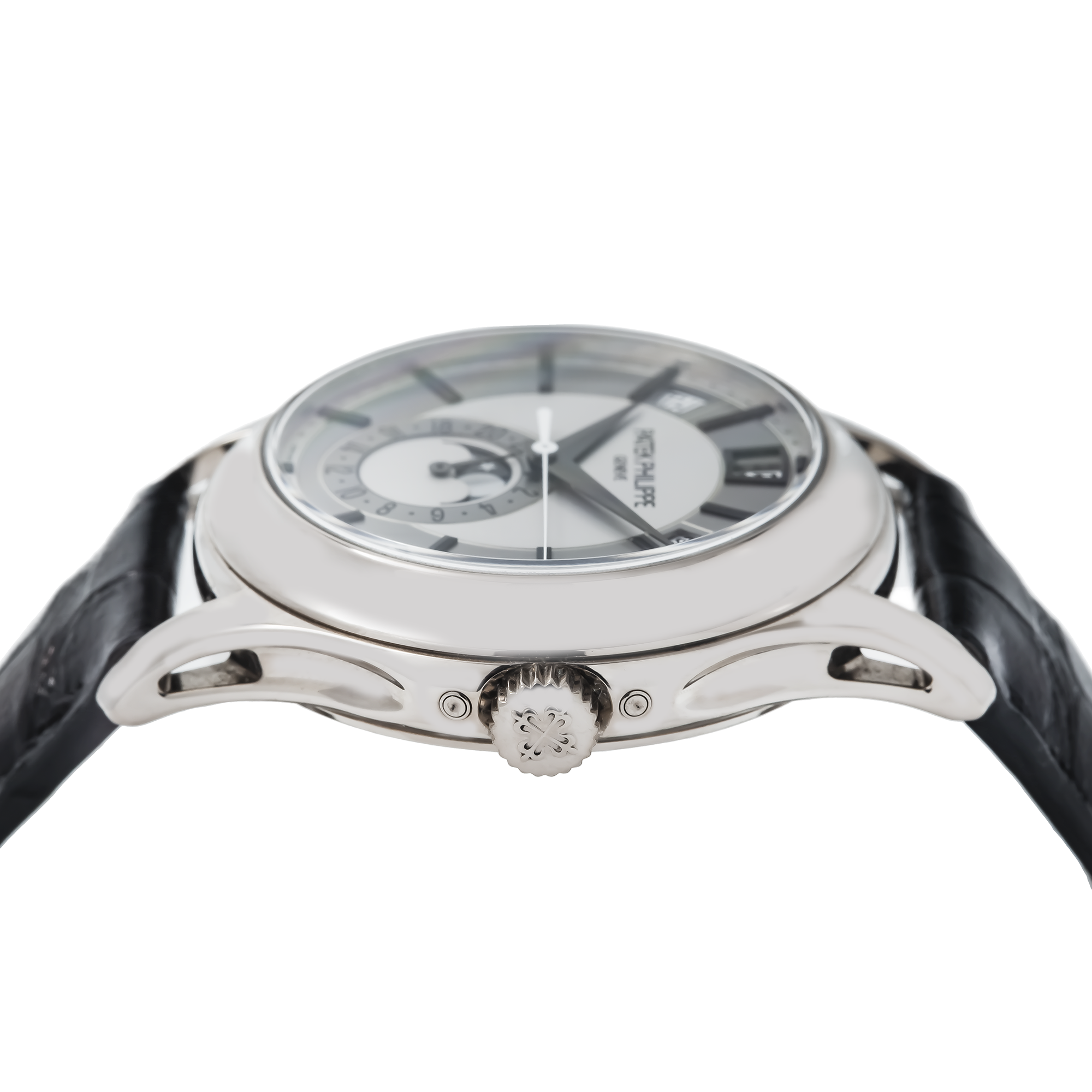 Patek Philippe Annual Calendar 5205G 40MM Rhodium And Silvery Gray Dial With Shiny Black Alligator Strap