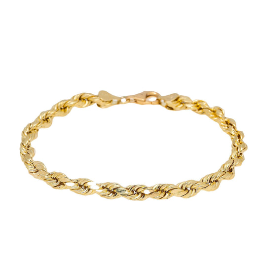 HOLLOW 5MM 10K YELLOW GOLD ROPE BRACELET