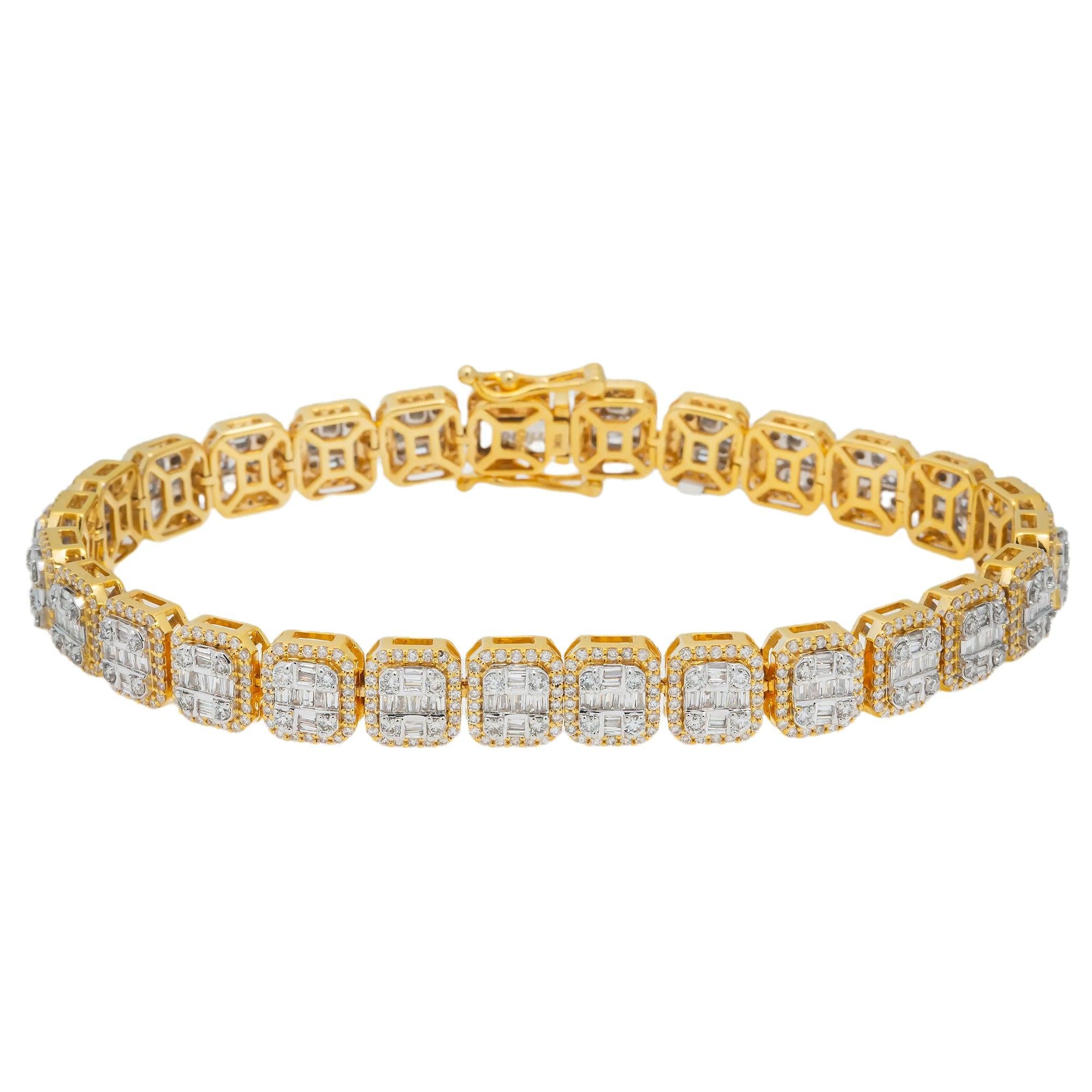 10K GOLD BAGUETTE DIAMONDS BRACELET 5.70 CT