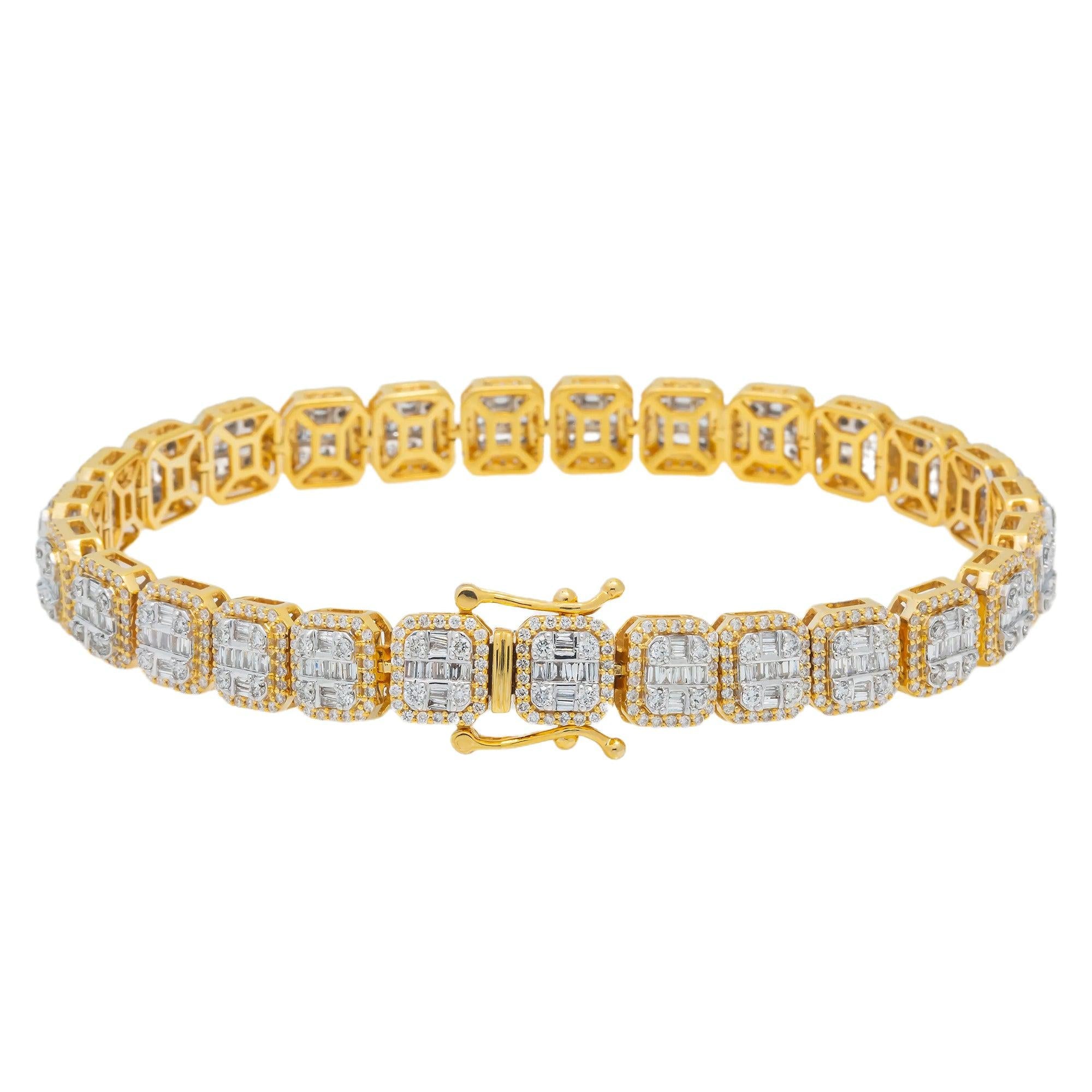 10K GOLD BAGUETTE DIAMONDS BRACELET 5.70 CT