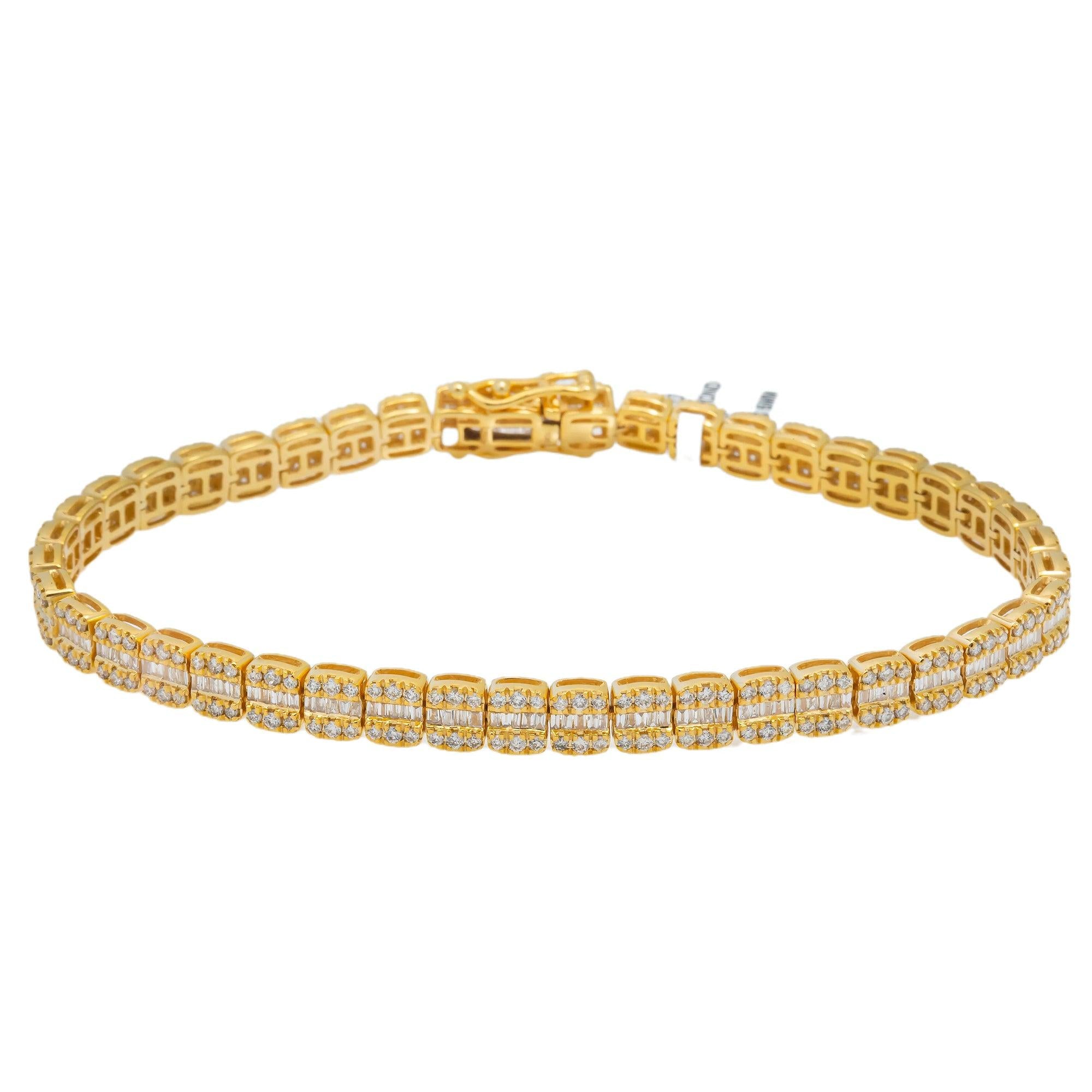 10K GOLD BAGUETTE DIAMONDS BRACELET 3.66 CT