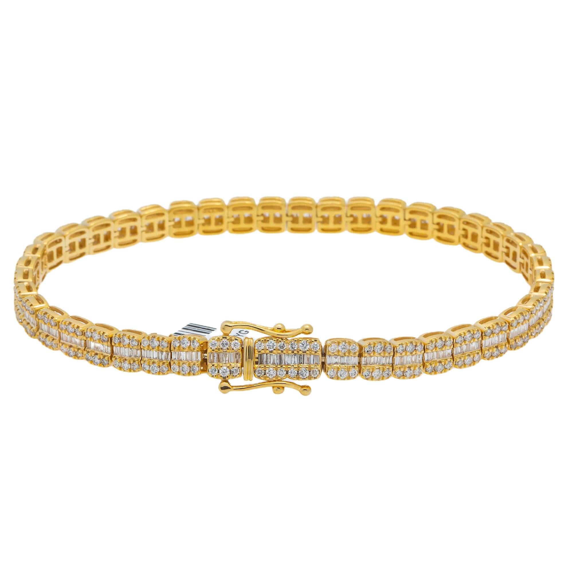 10K GOLD BAGUETTE DIAMONDS BRACELET 3.66 CT