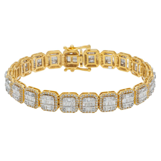 10K GOLD SQUARE SHAPE BAGUETTE DIAMONDS BRACELET 8.03 CT