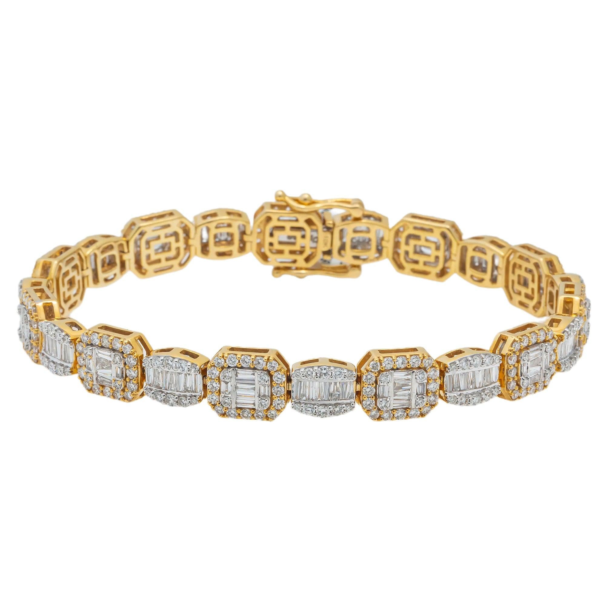 10K GOLD BAGUETTE DIAMONDS BRACELET 6.94 CT