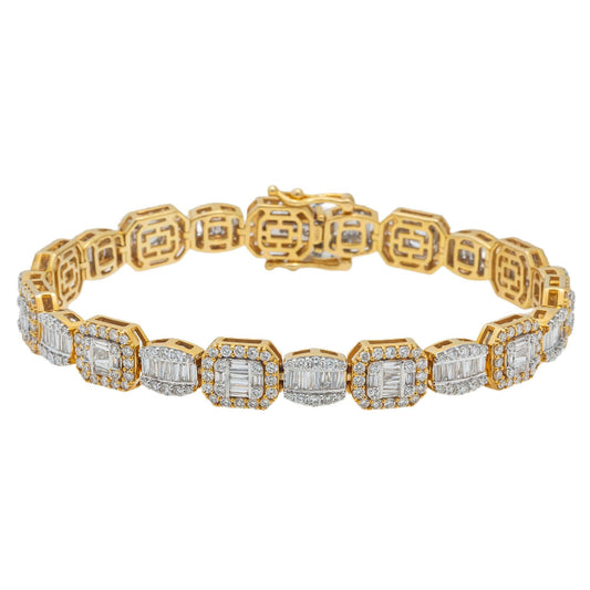 10K GOLD BAGUETTE DIAMONDS BRACELET 6.94 CT