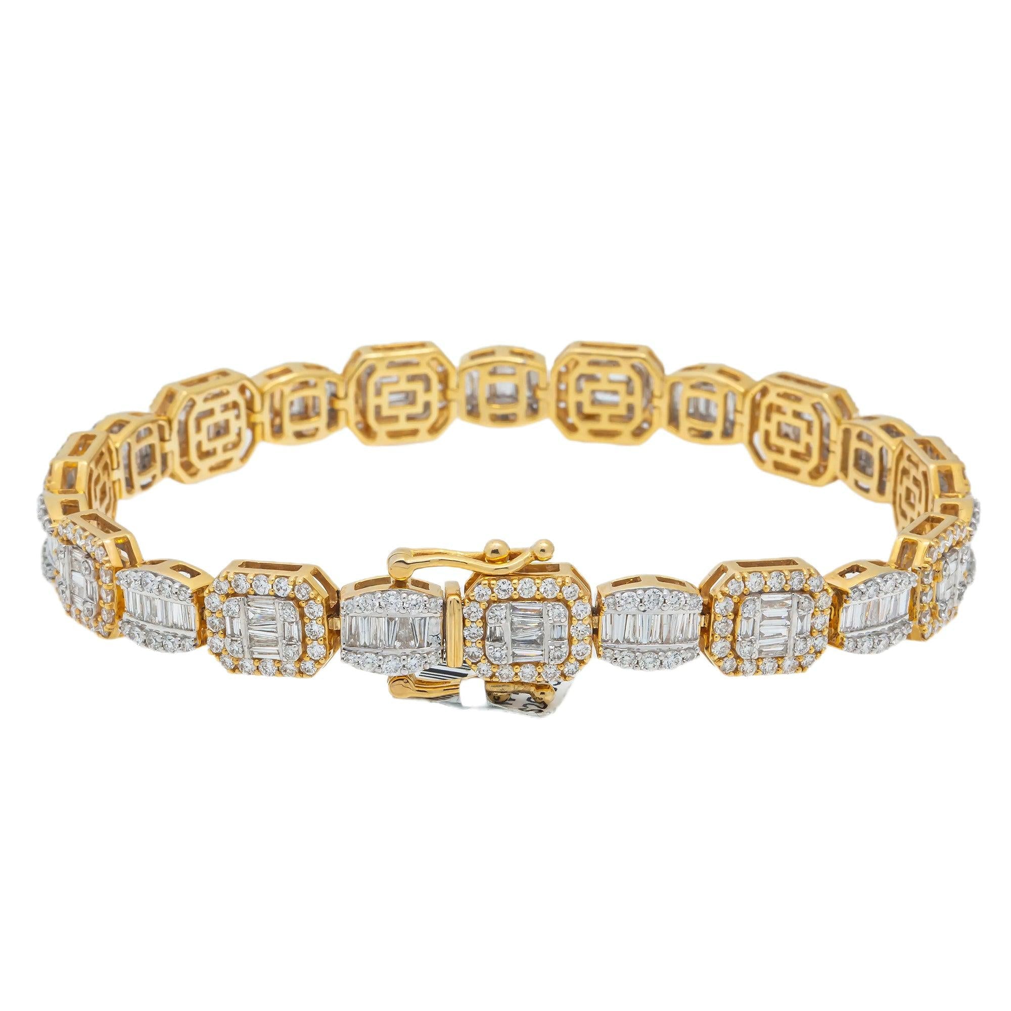10K GOLD BAGUETTE DIAMONDS BRACELET 6.94 CT