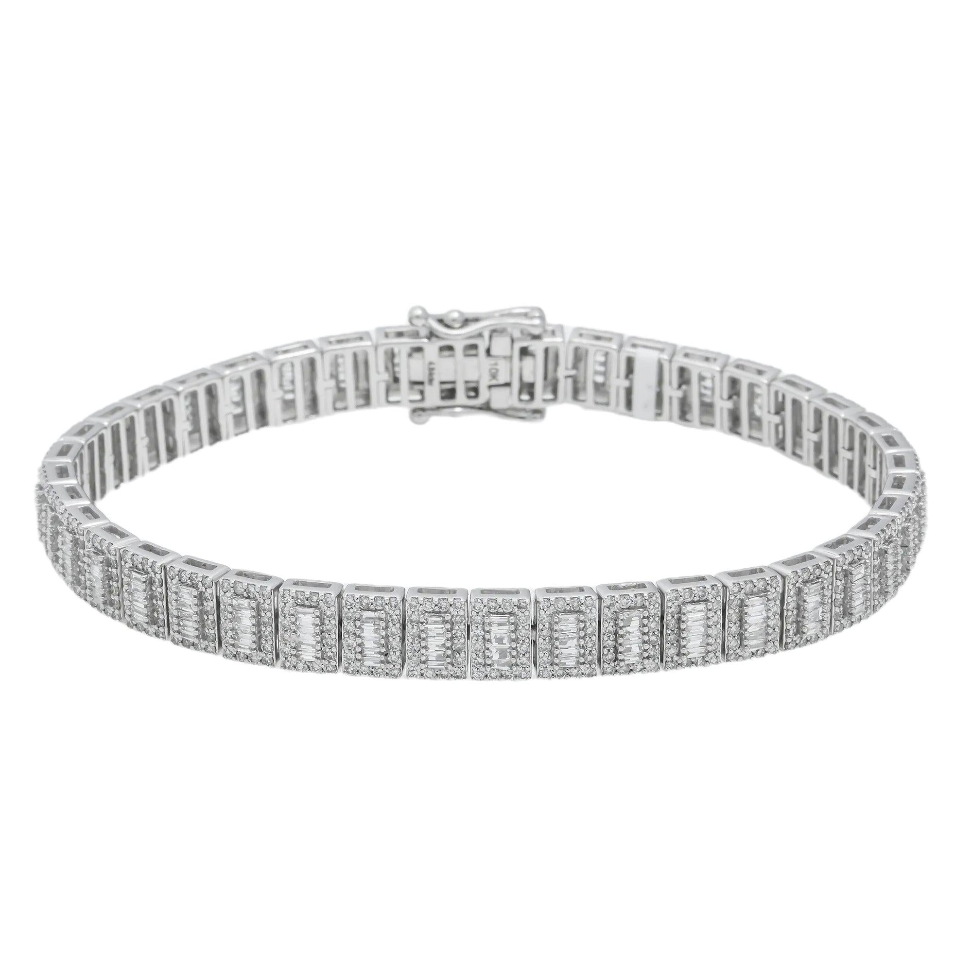 10K GOLD BAGUETTE DIAMONDS BRACELET 4.84 CT