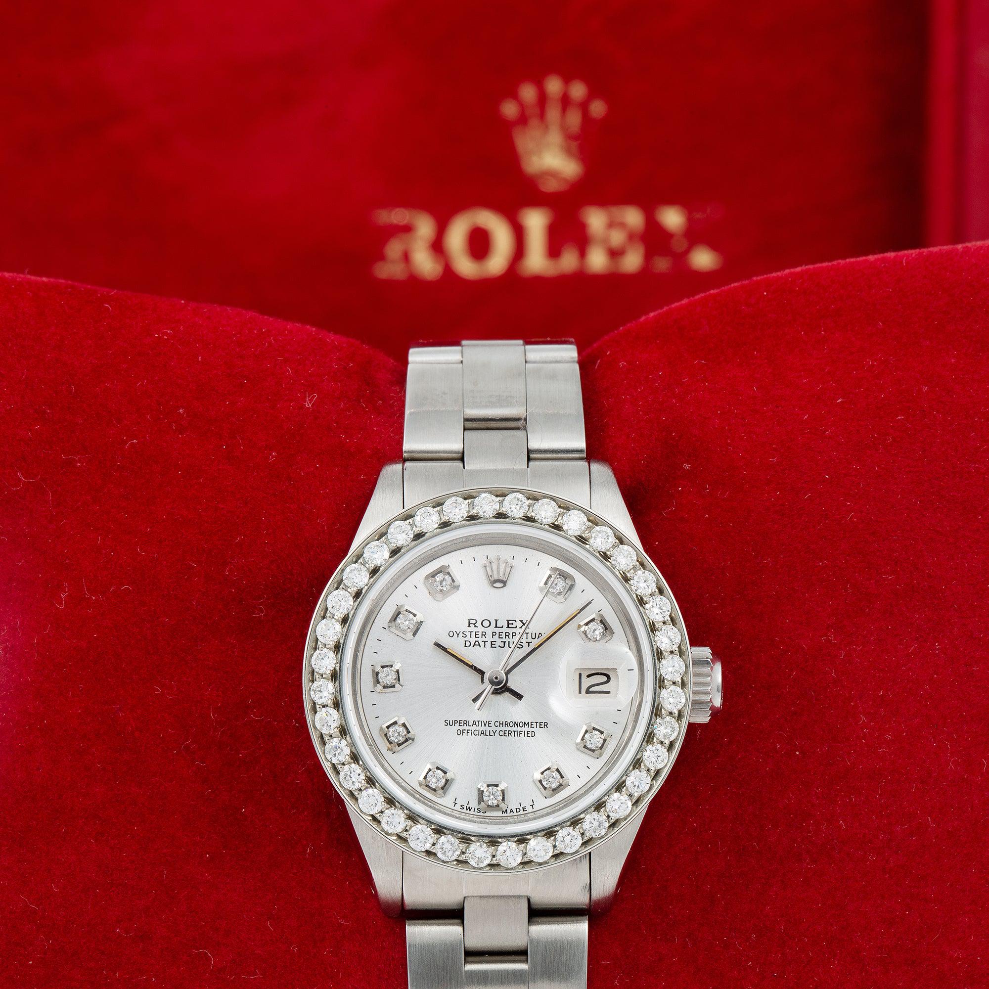 Rolex Datejust Ladies Diamond Watch, 6916 26mm, Silver Diamond Dial With 0.90 CT Diamonds
