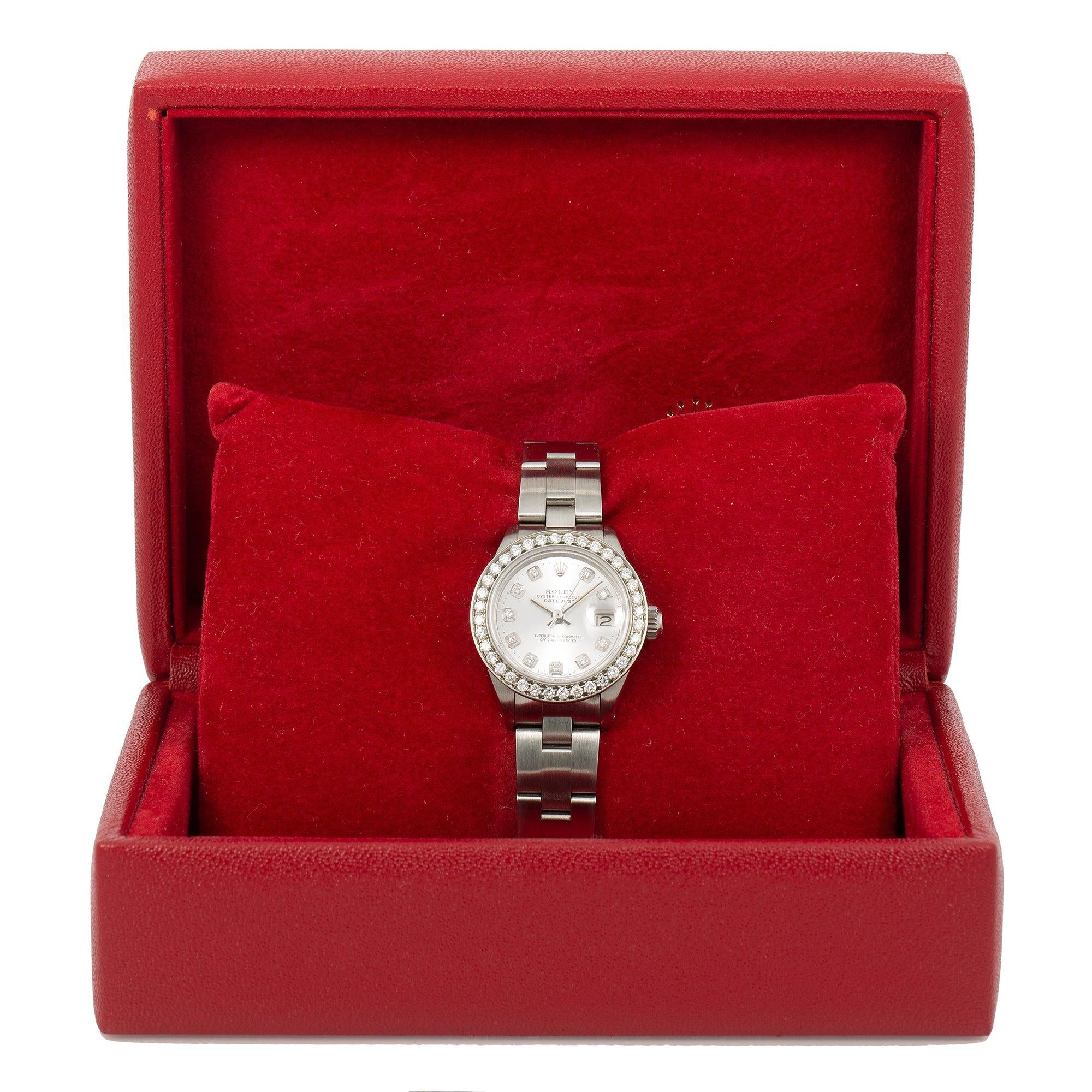 Rolex Datejust Ladies Diamond Watch, 6916 26mm, Silver Diamond Dial With 0.90 CT Diamonds