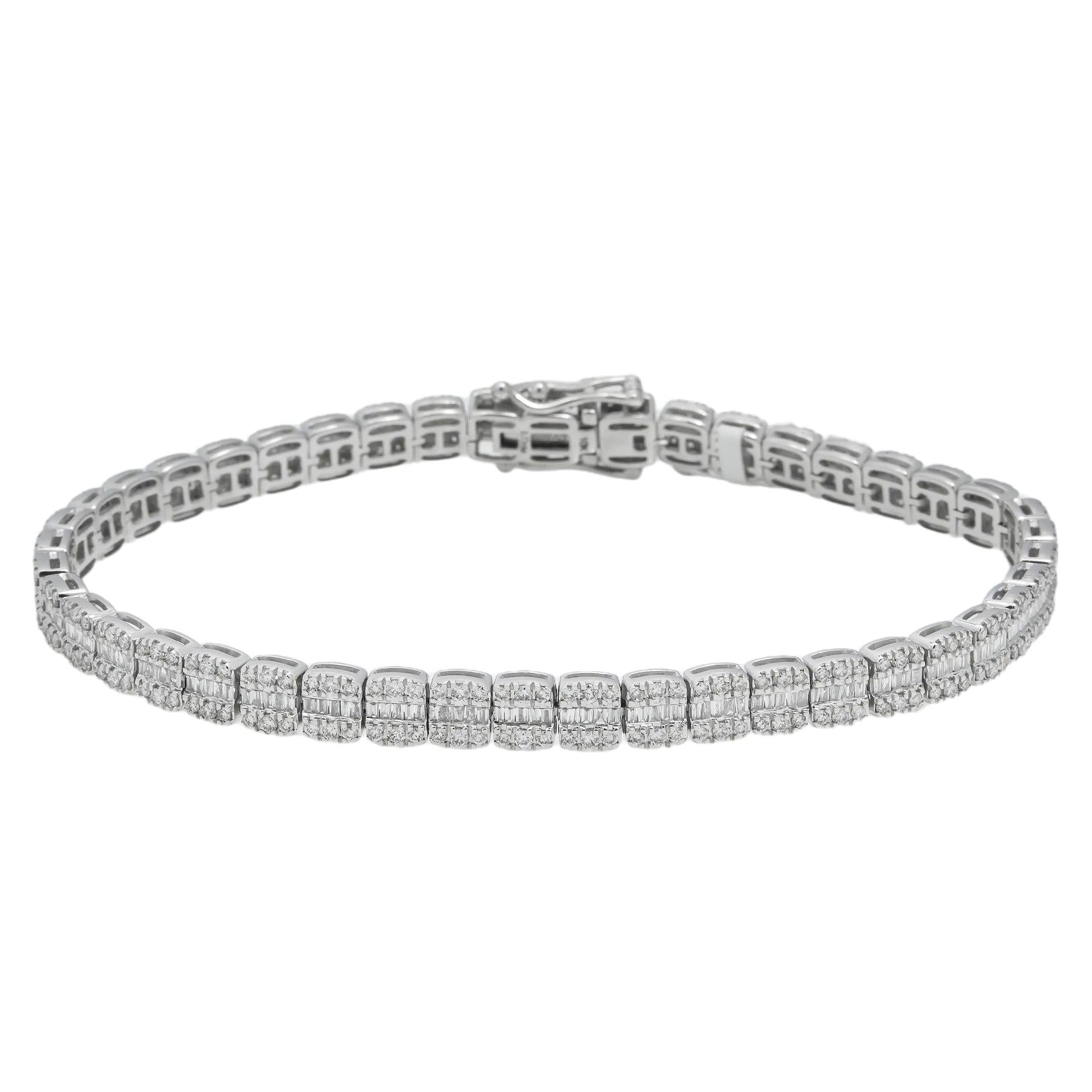 10K GOLD BAGUETTE DIAMONDS BRACELET 3.66 CT