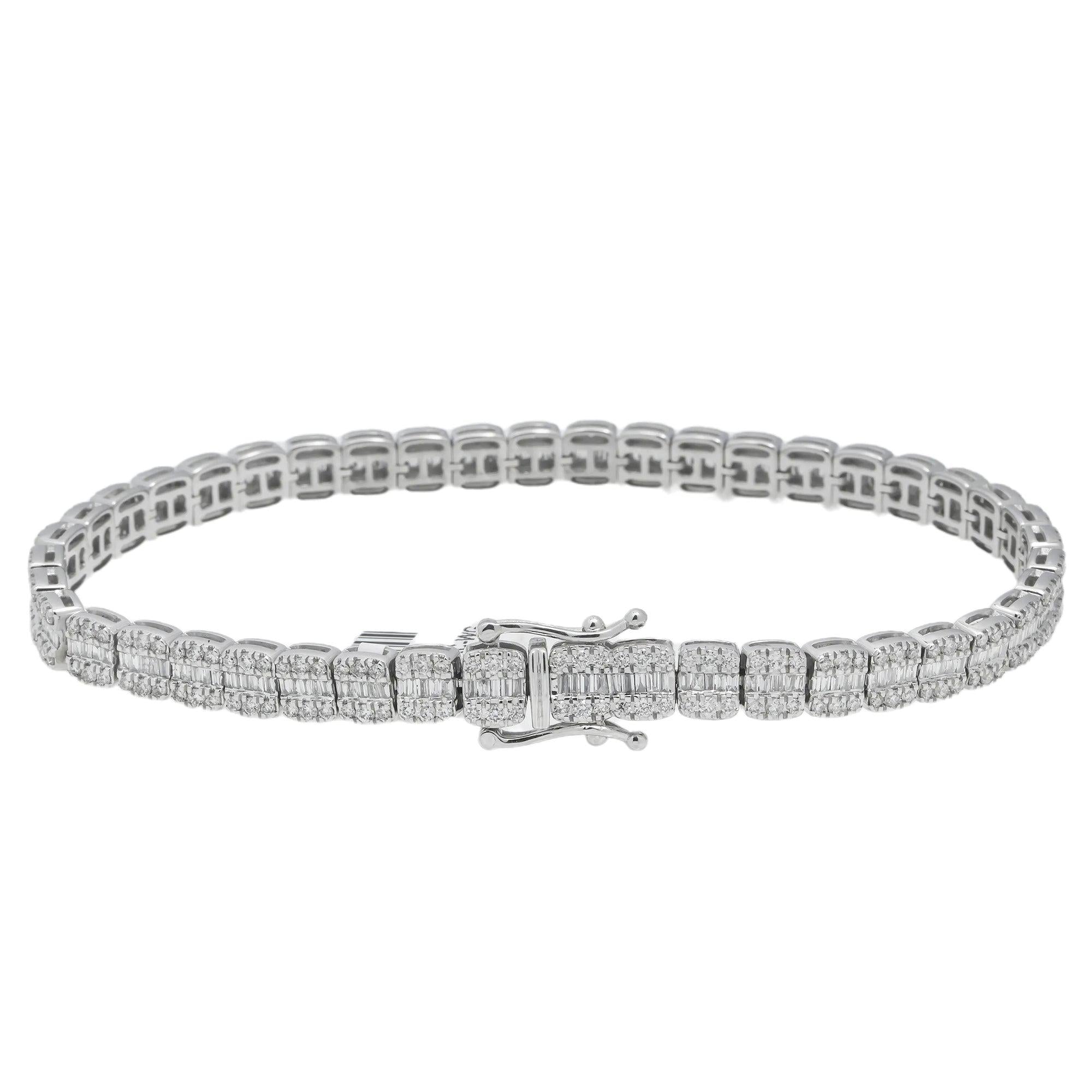 10K GOLD BAGUETTE DIAMONDS BRACELET 3.66 CT
