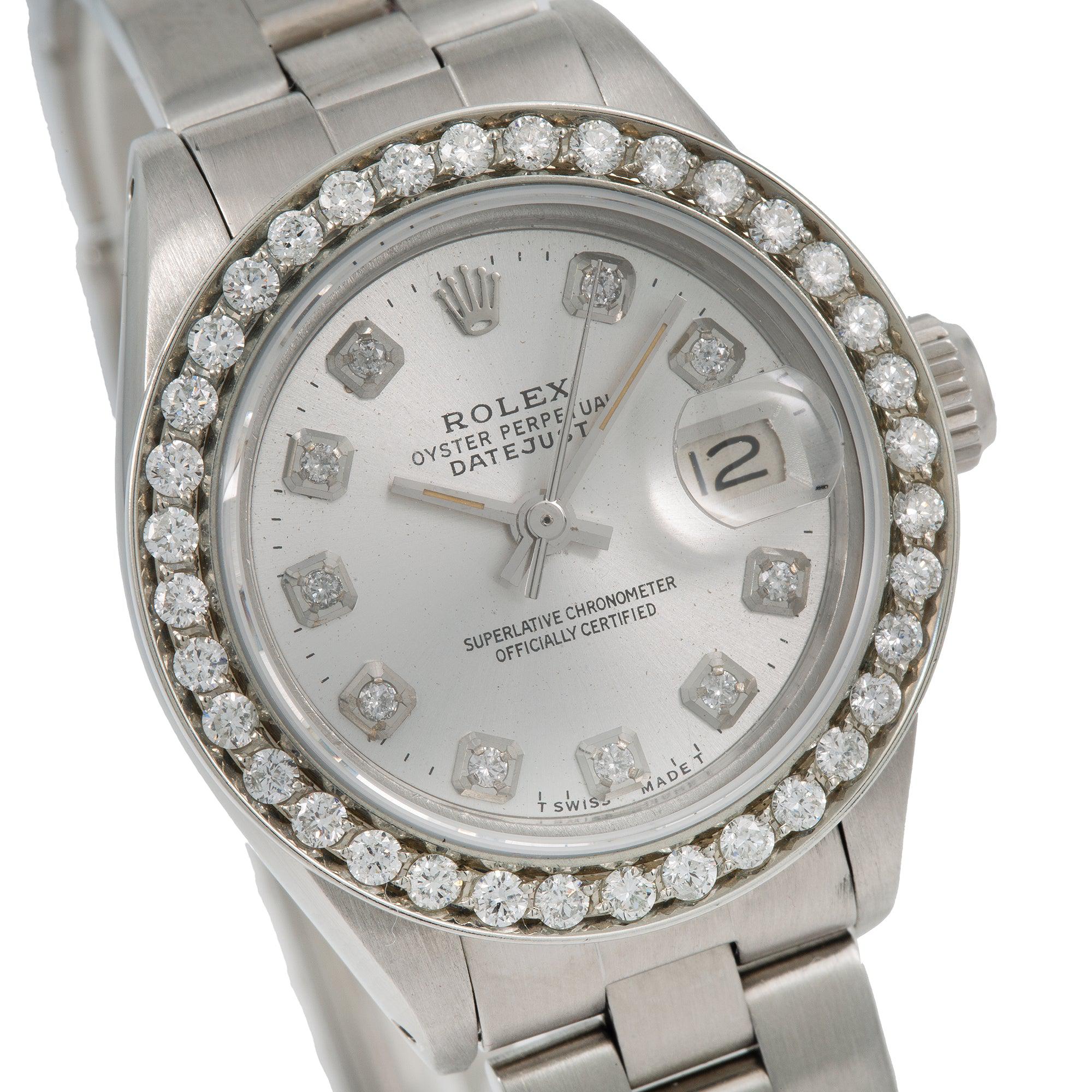 Rolex Datejust Ladies Diamond Watch, 6916 26mm, Silver Diamond Dial With 0.90 CT Diamonds