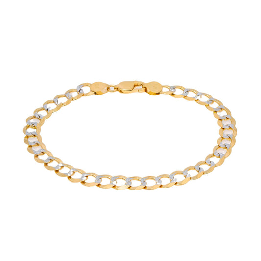 10K YELLOW GOLD HOLLOW DIAMOND CUT CUBAN BRACELET