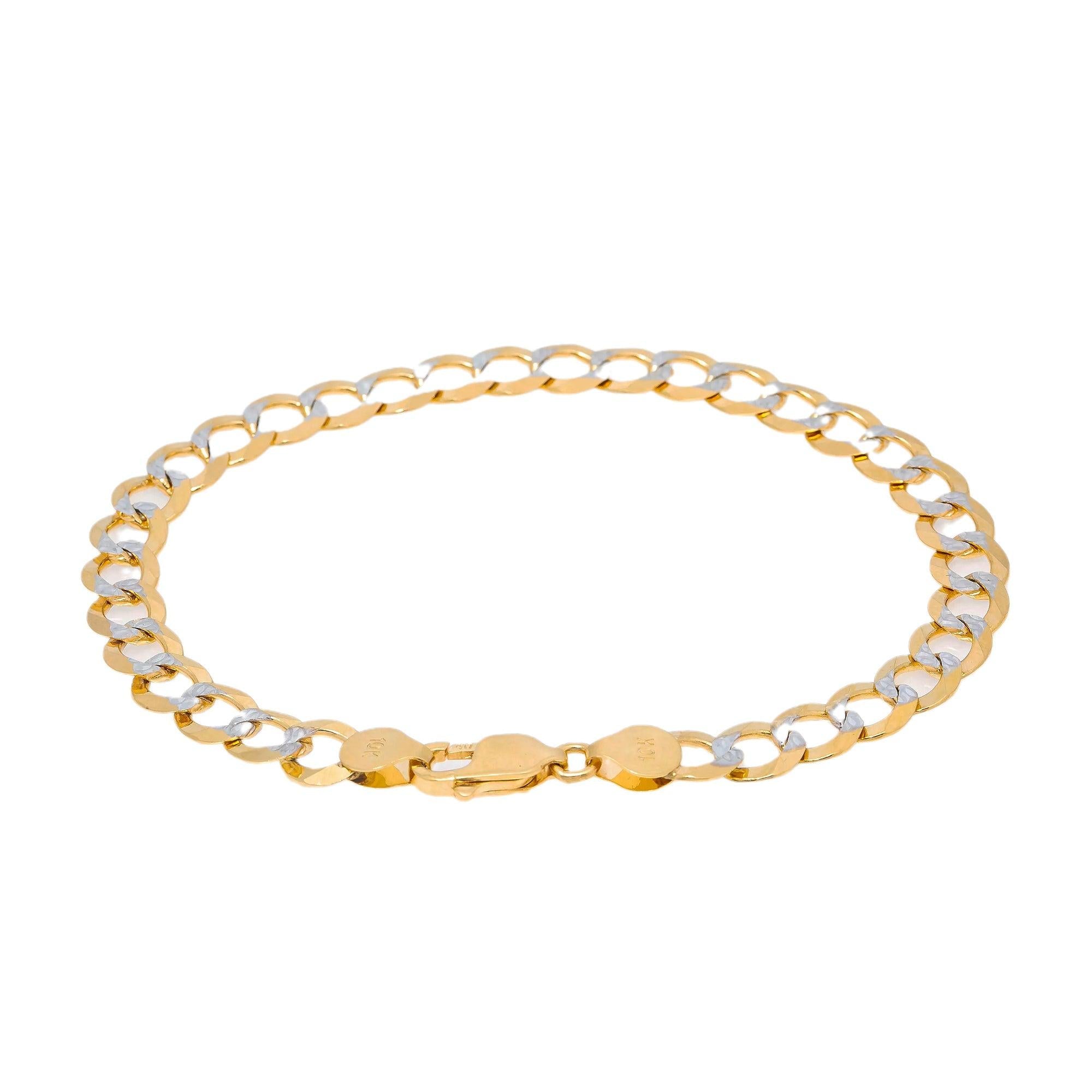 10K YELLOW GOLD HOLLOW DIAMOND CUT CUBAN BRACELET