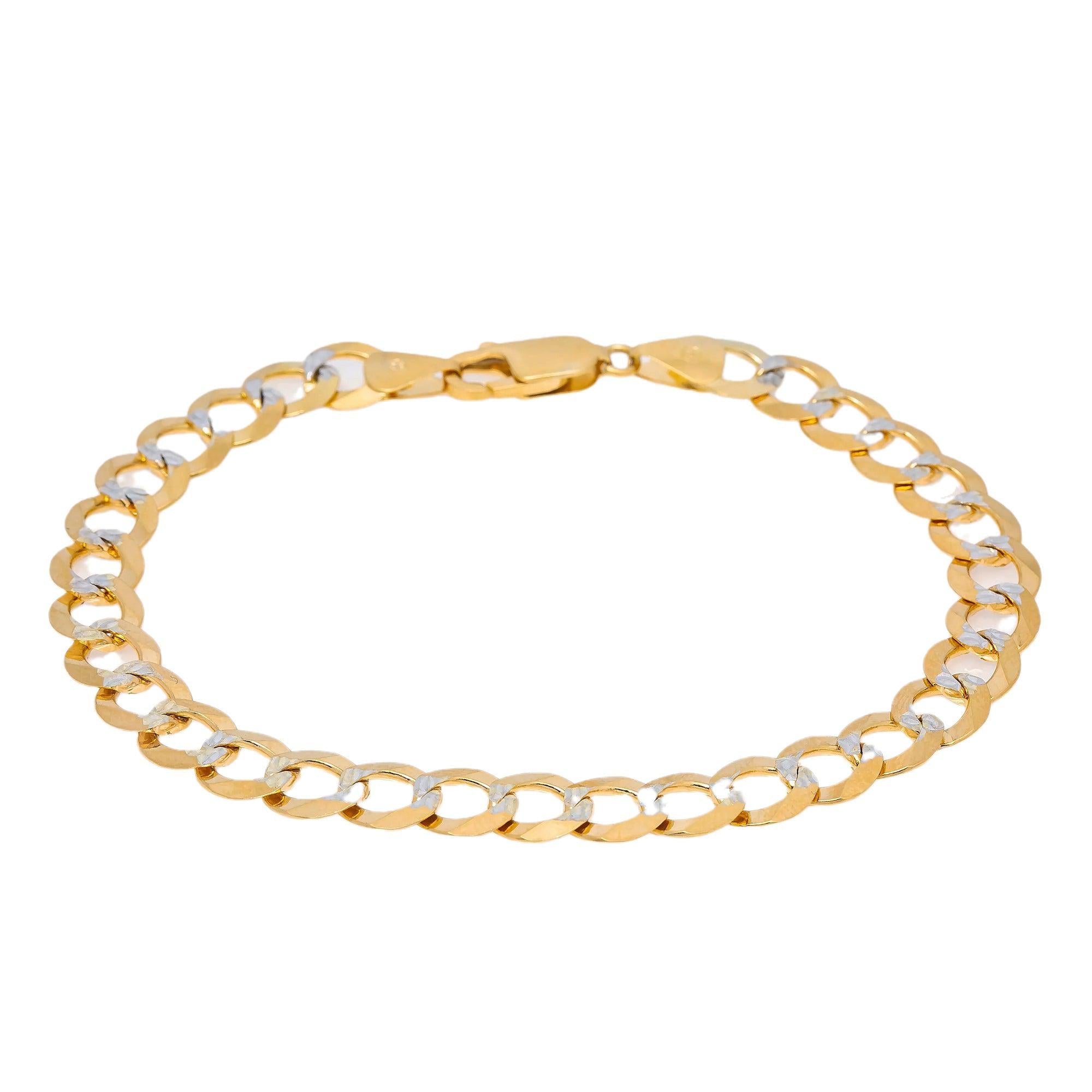 10K YELLOW GOLD DIAMOND CUT OPEN CUBAN BRACELET