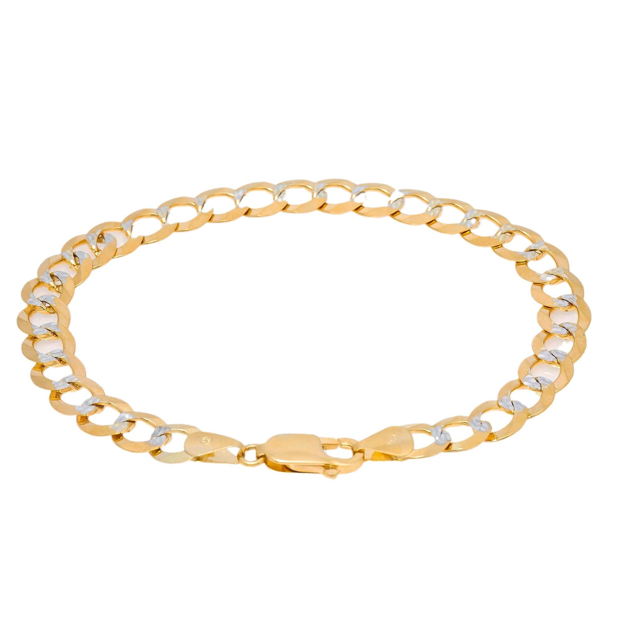 10K YELLOW GOLD DIAMOND CUT OPEN CUBAN BRACELET