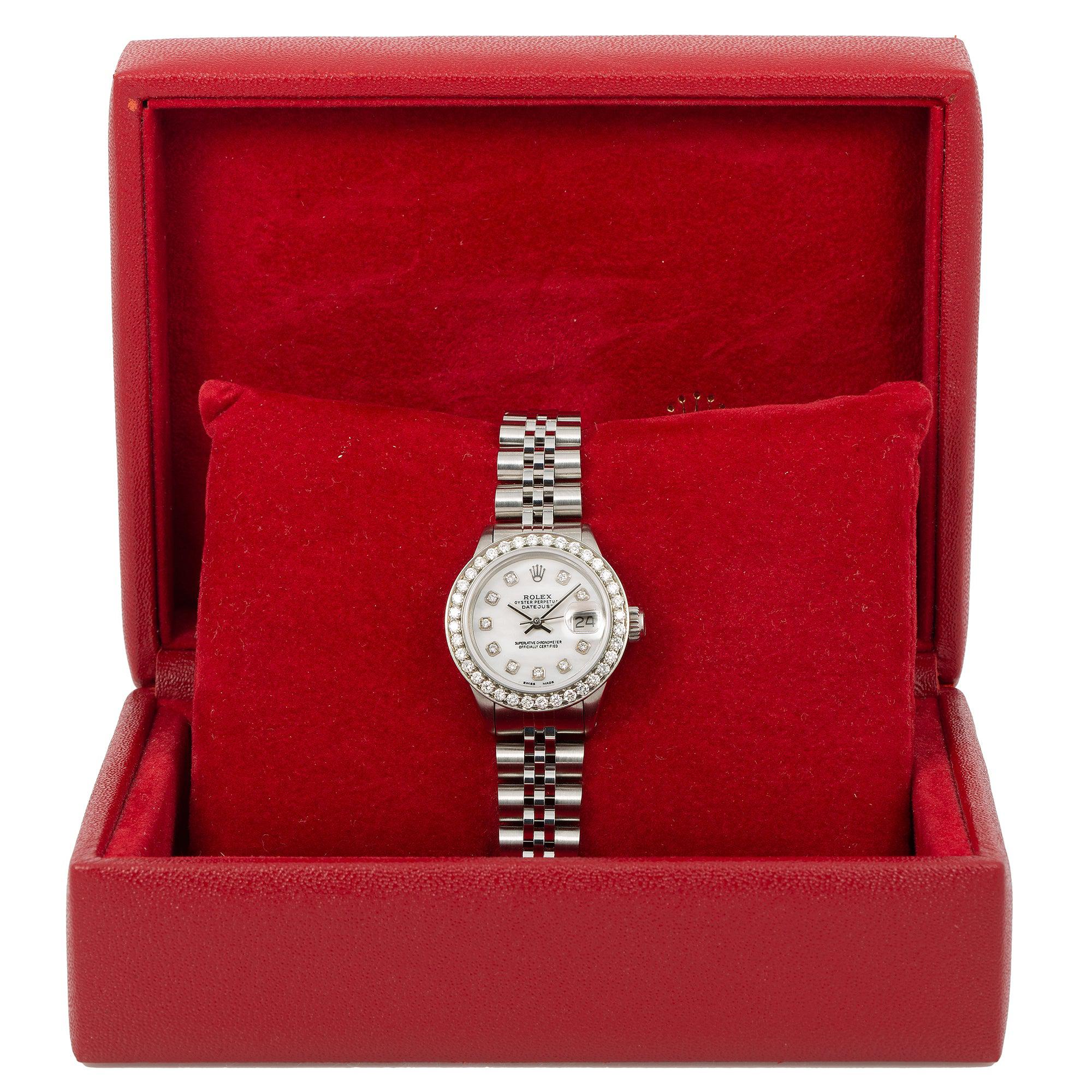 Rolex DateJust Diamond Watch 6924 26mm Silver Diamond Dial With 0.90 CT Diamonds