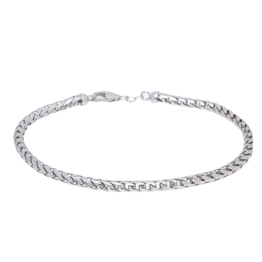 HOLLOW 10K WHITE GOLD FRANCO BRACELET
