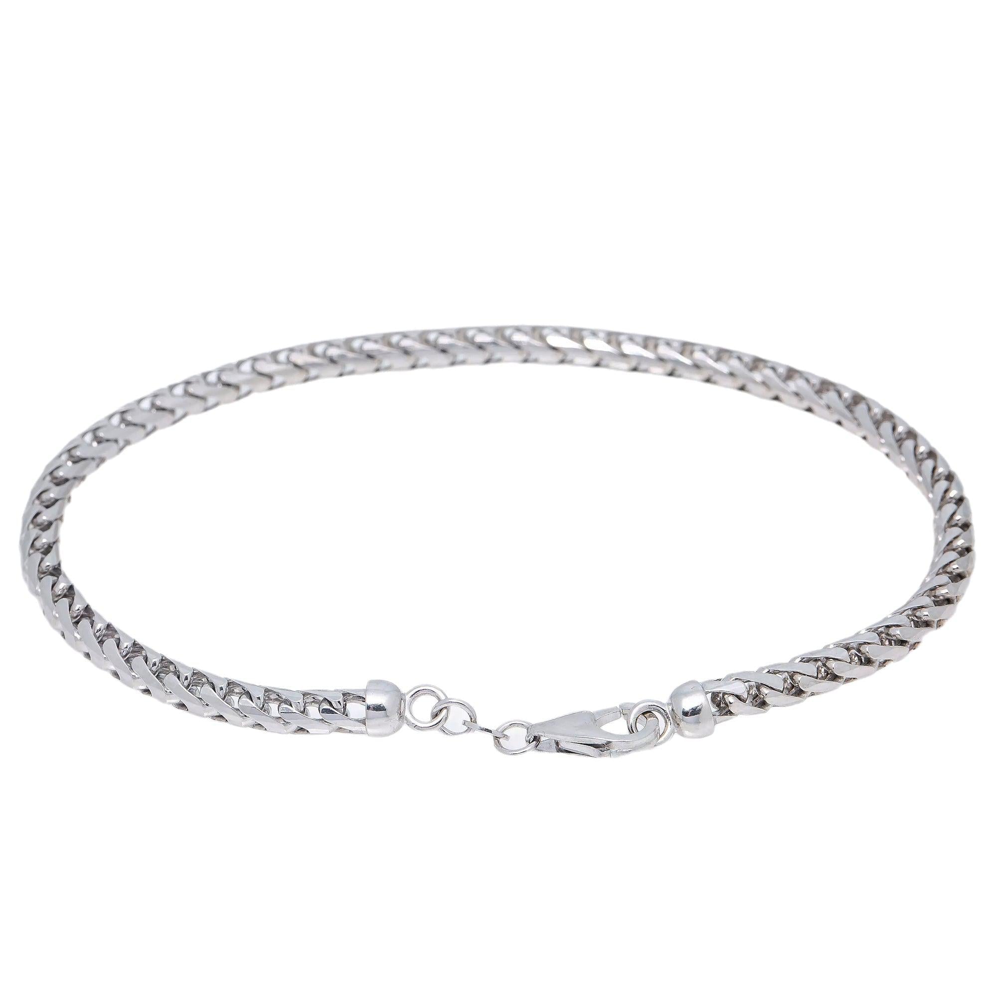 HOLLOW 10K WHITE GOLD FRANCO BRACELET