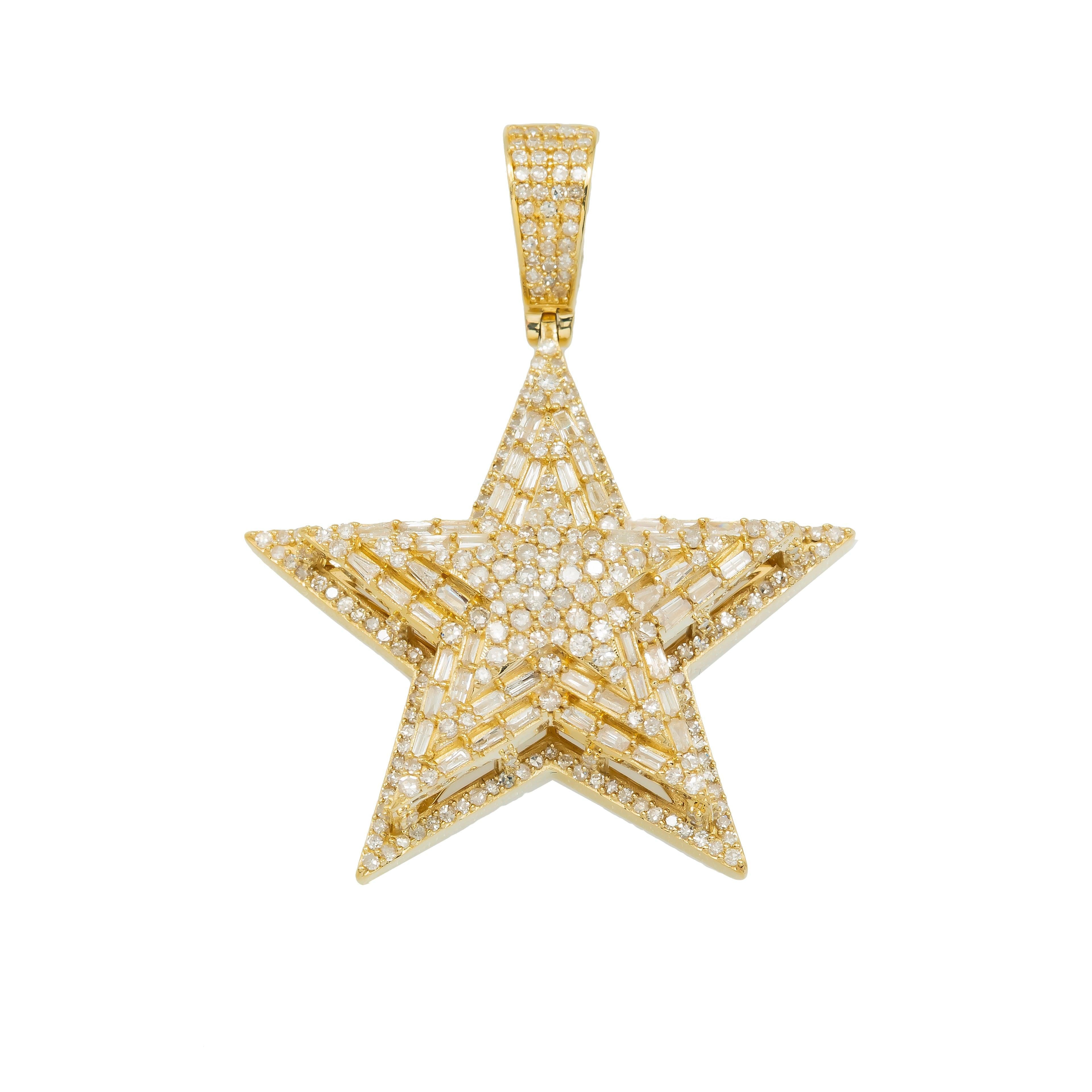 14K GOLD DIAMOND 3D STAR PENDANT 1.41 CT