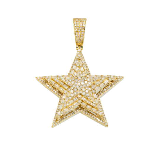 14K GOLD DIAMOND 3D STAR PENDANT 1.41 CT
