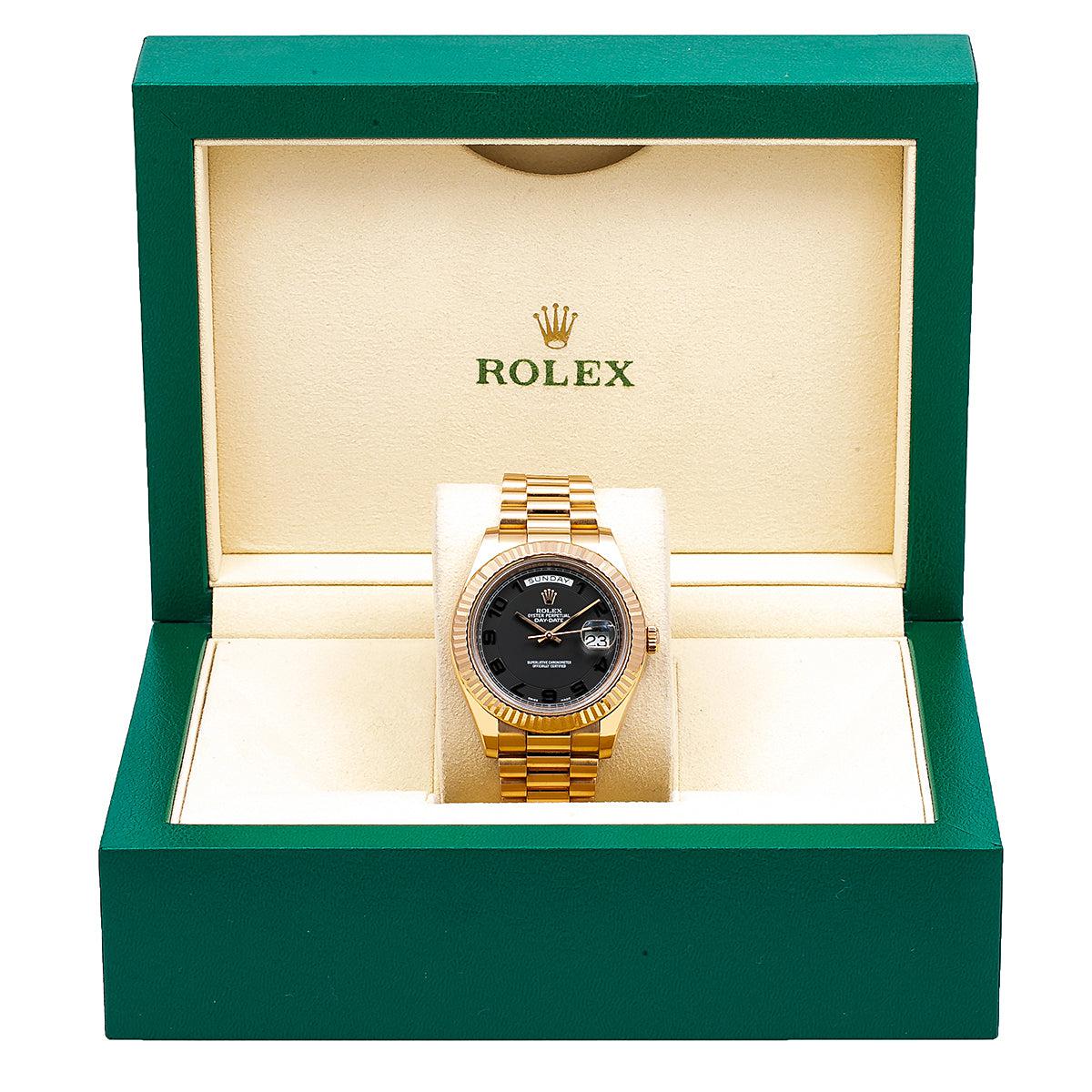Rolex Day-Date II 218235 41MM Black Dial With Rose Gold President Bracelet