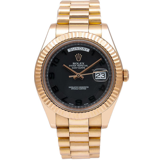 Rolex Day-Date II 218235 41MM Black Dial With Rose Gold President Bracelet