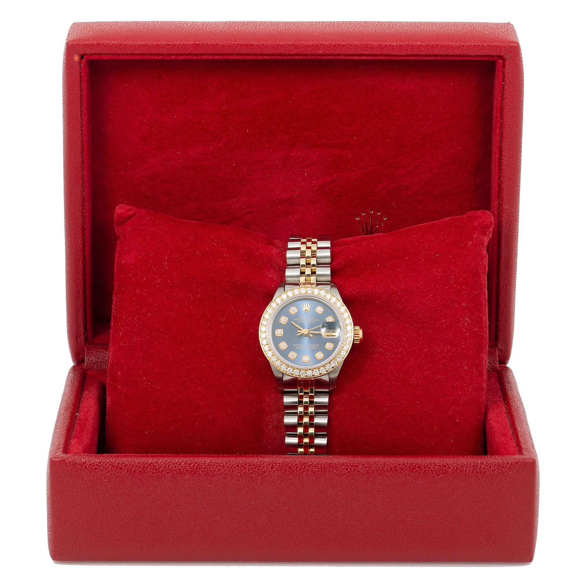 Rolex Lady-Datejust Diamond Watch, 6917 26mm, Blue Diamond Dial With 1.2 CT Diamonds