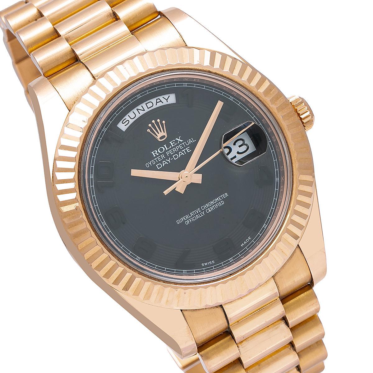 Rolex Day-Date II 218235 41MM Black Dial With Rose Gold President Bracelet