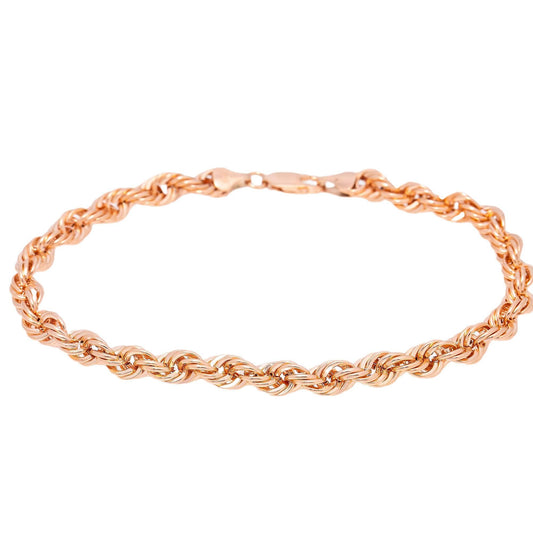 HOLLOW 10K ROSE GOLD ROPE BRACELET