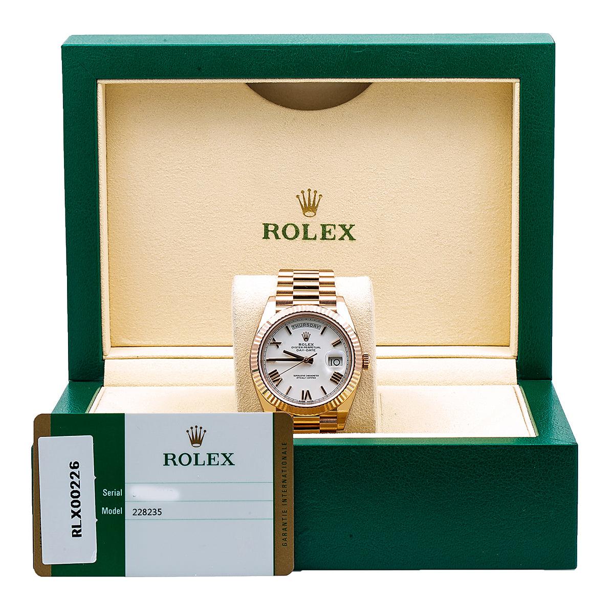 Rolex Day-Date 40 228235 40MM White Dial With Rose Gold President Bracelet