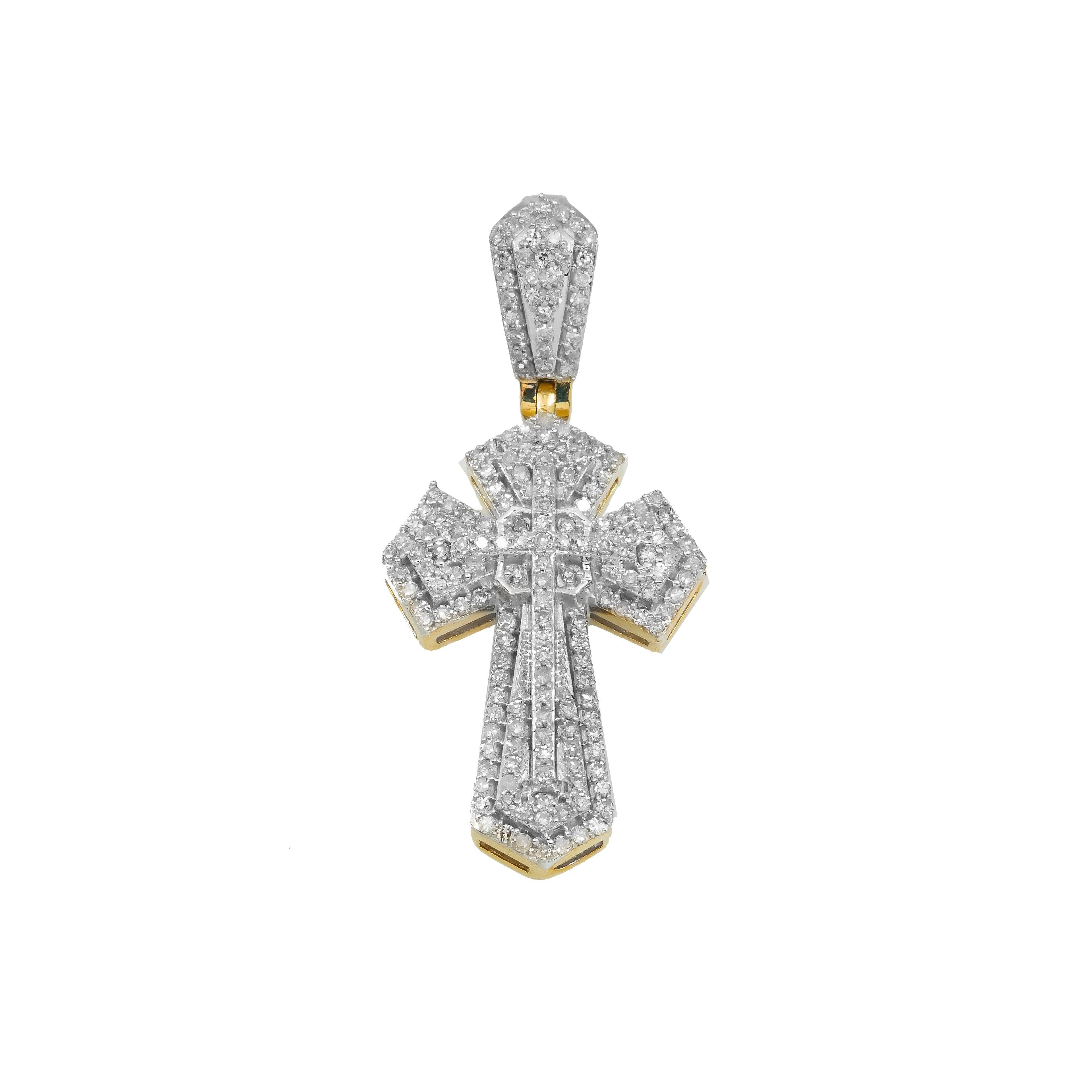 10K GOLD DIAMOND 3D CROSS PENDANT 0.60 CT