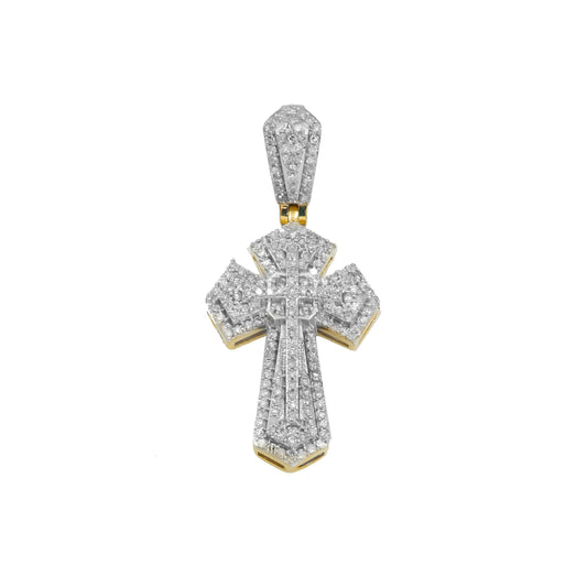 10K GOLD DIAMOND 3D CROSS PENDANT 0.60 CT