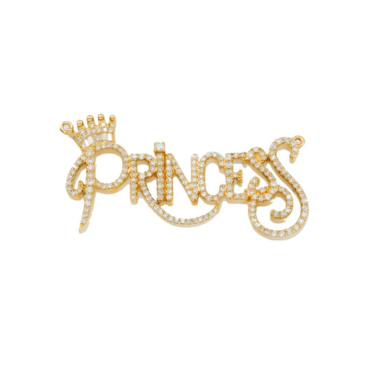 14K GOLD DIAMOND PRINCESS WITH CROWN PENDANT 0.95 CT