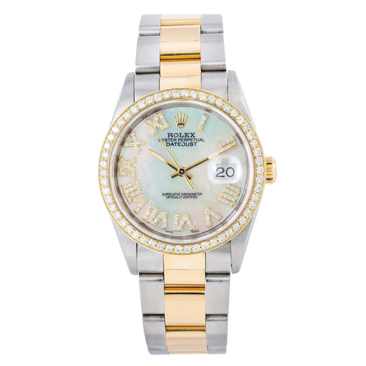 Rolex Datejust 16203 36MM White Diamond Dial With Two Tone Oyster Bracelet