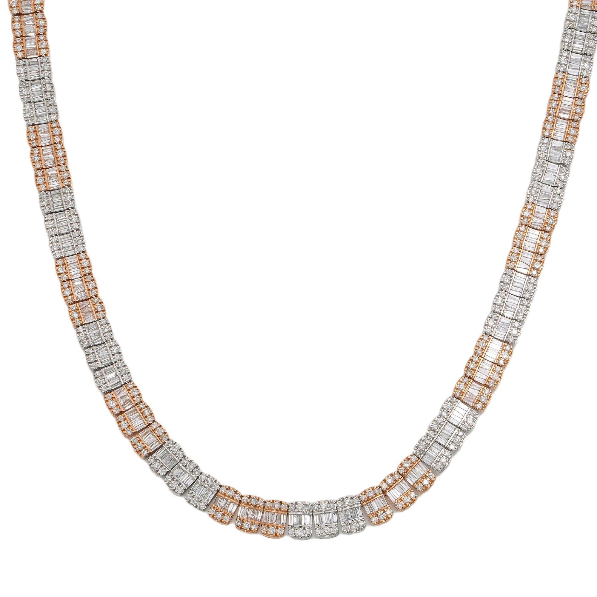 10K GOLD TWO TONE BAGUETTE DIAMOND CHAIN 14.29 CT