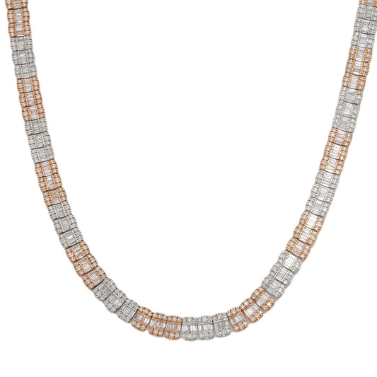 10K GOLD TWO TONE BAGUETTE DIAMOND CHAIN 14.29 CT