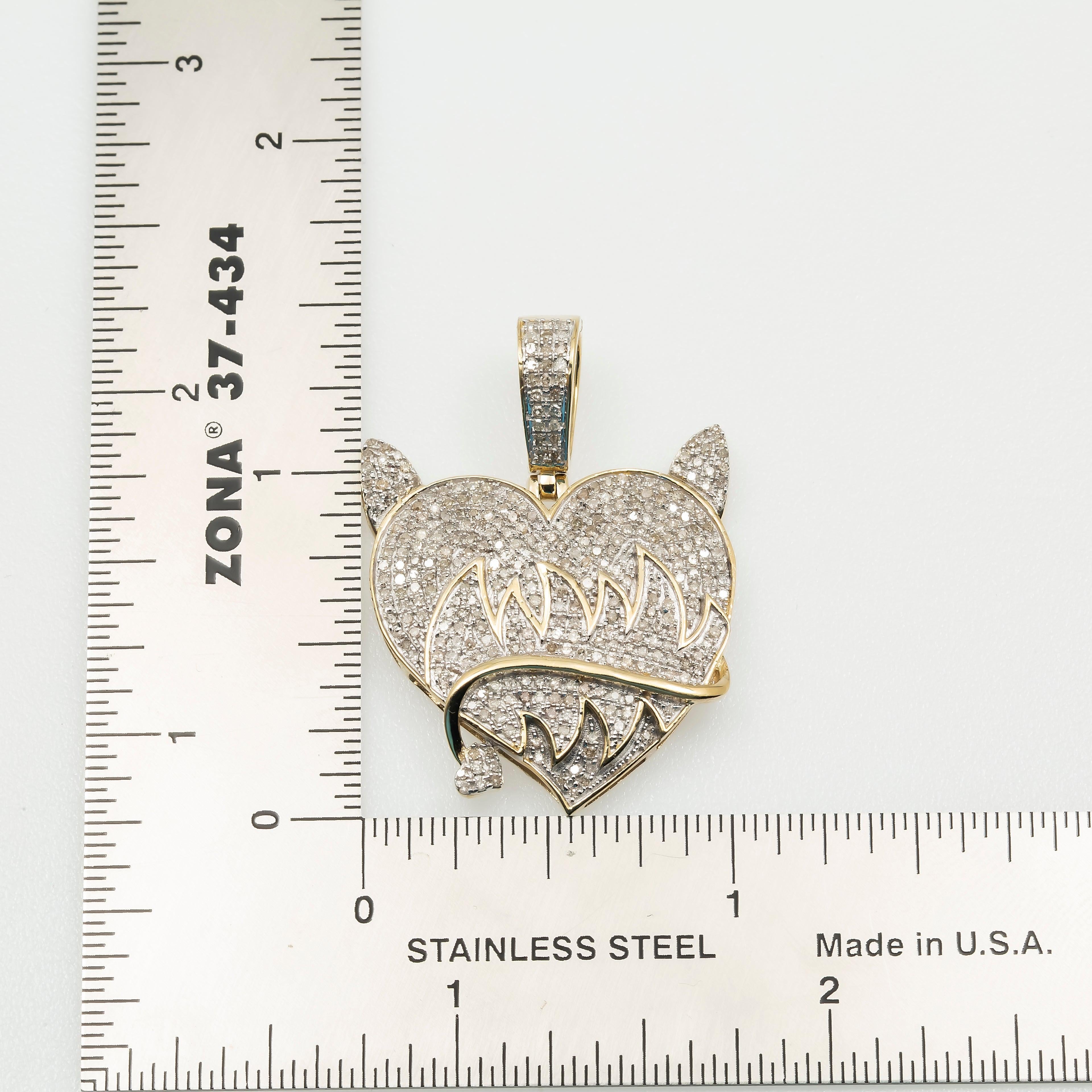 10K GOLD DIAMOND DEVIL HEART PENDANT 1.03 CT