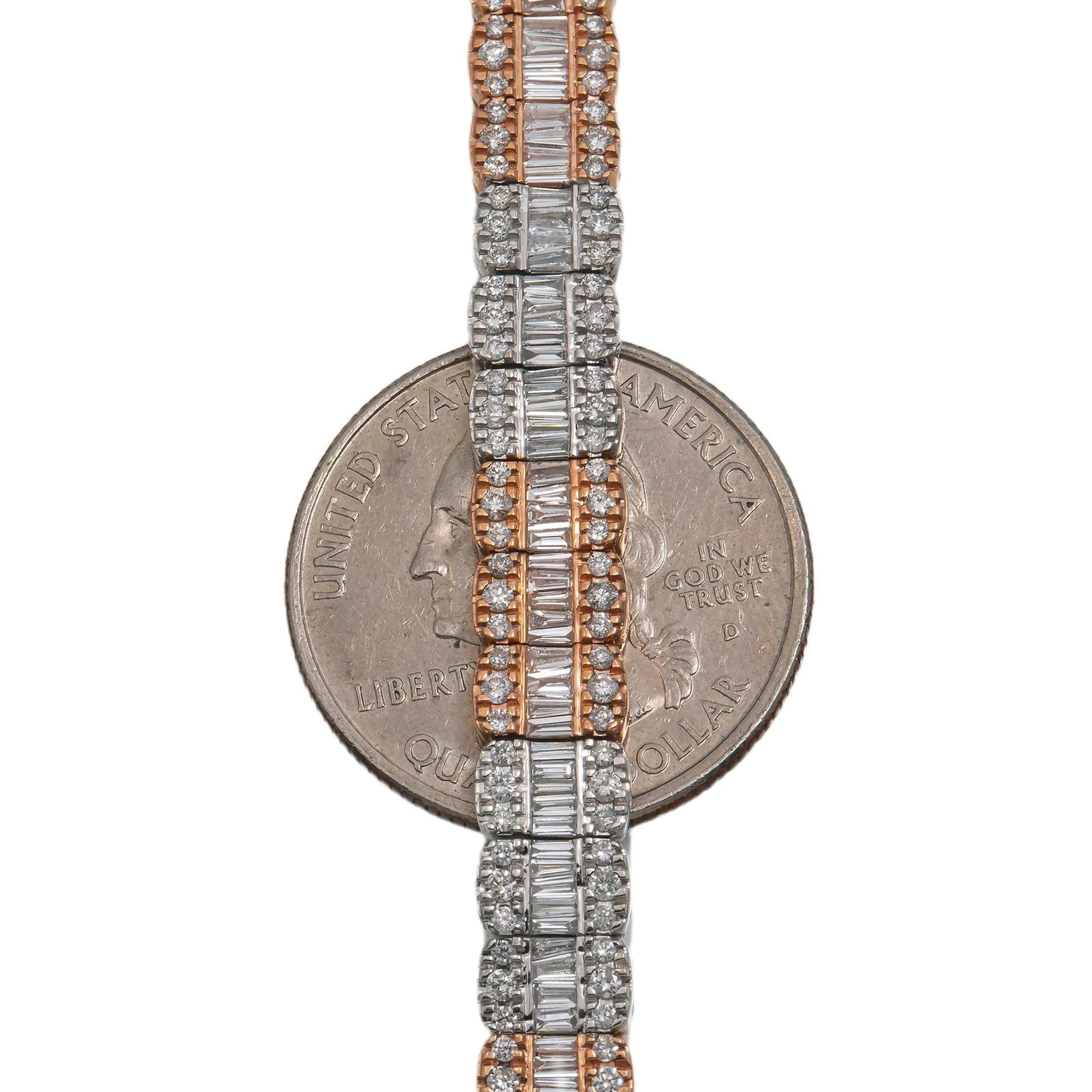 10K GOLD TWO TONE BAGUETTE DIAMOND CHAIN 14.29 CT