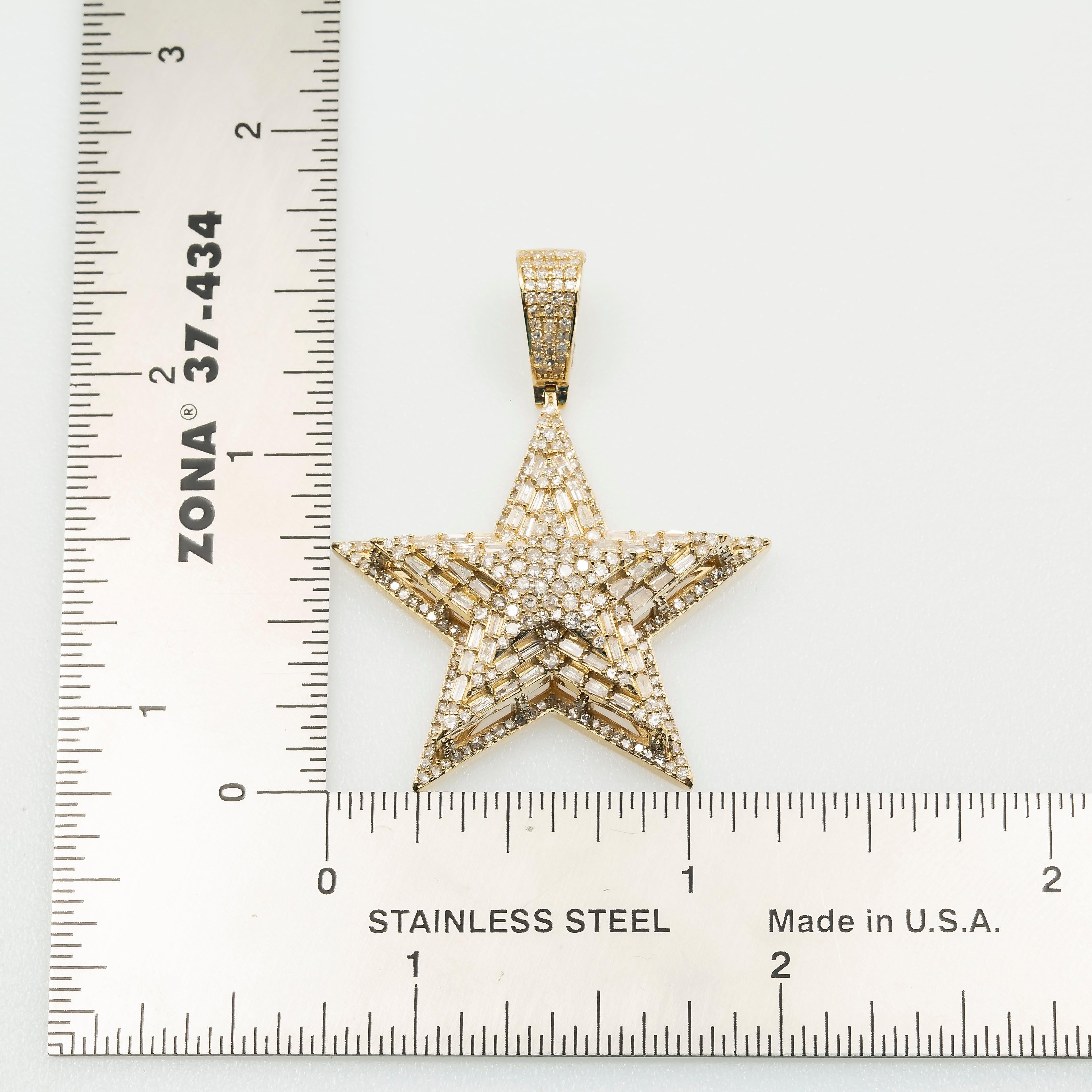 14K GOLD DIAMOND 3D STAR PENDANT 1.41 CT