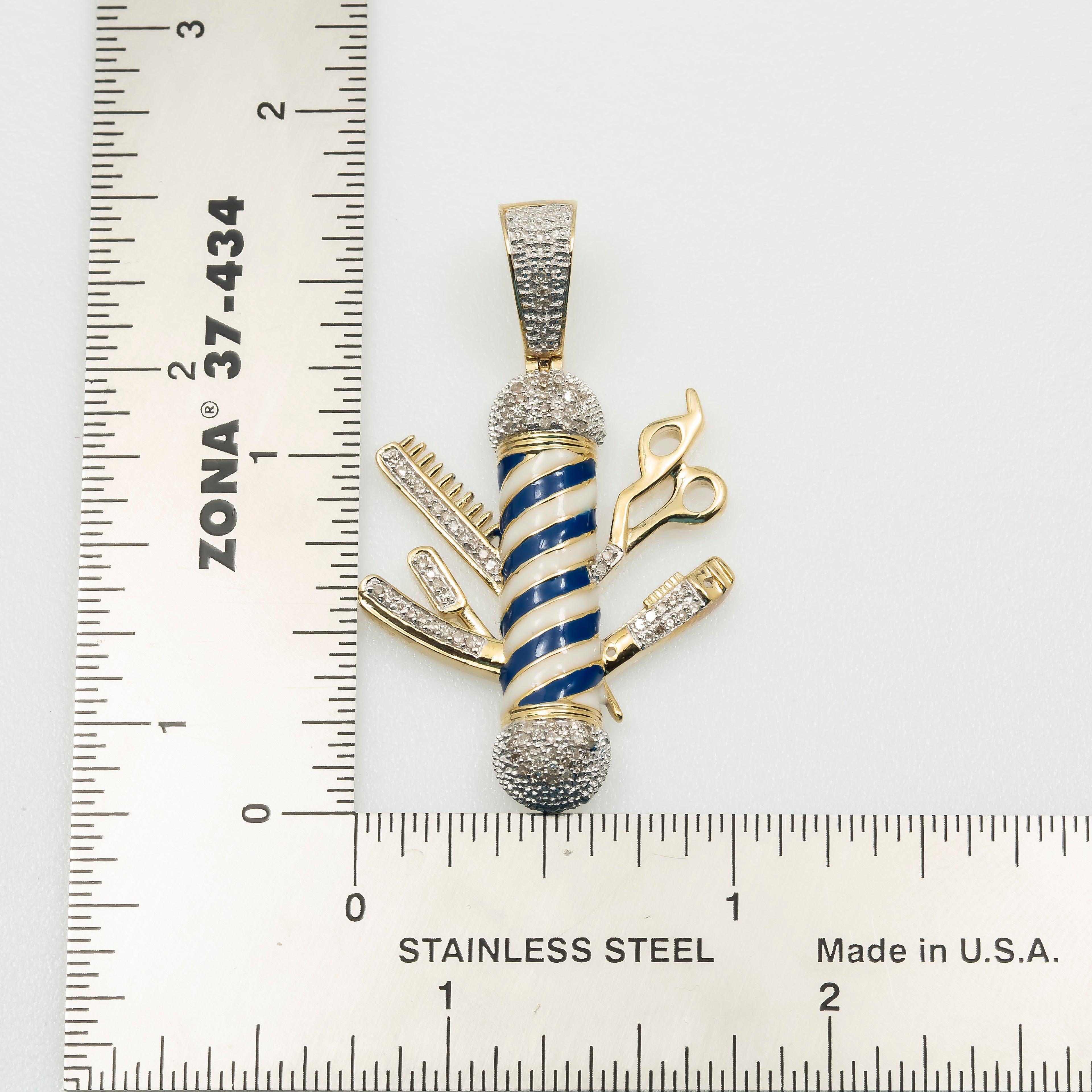 10K GOLD DIAMOND BARBER SHOP PENDANT 0.28 CT