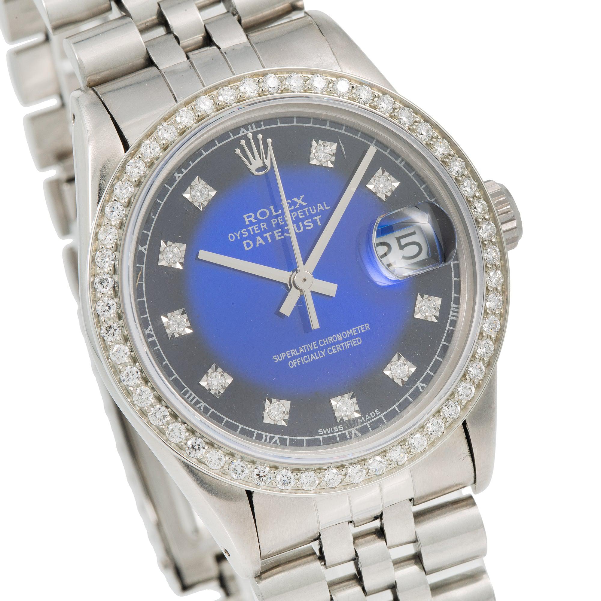 Rolex Oyster Perpetual Datejust 36mm, Blue Diamond Dial With Stainless Steel Jubilee Bracelet