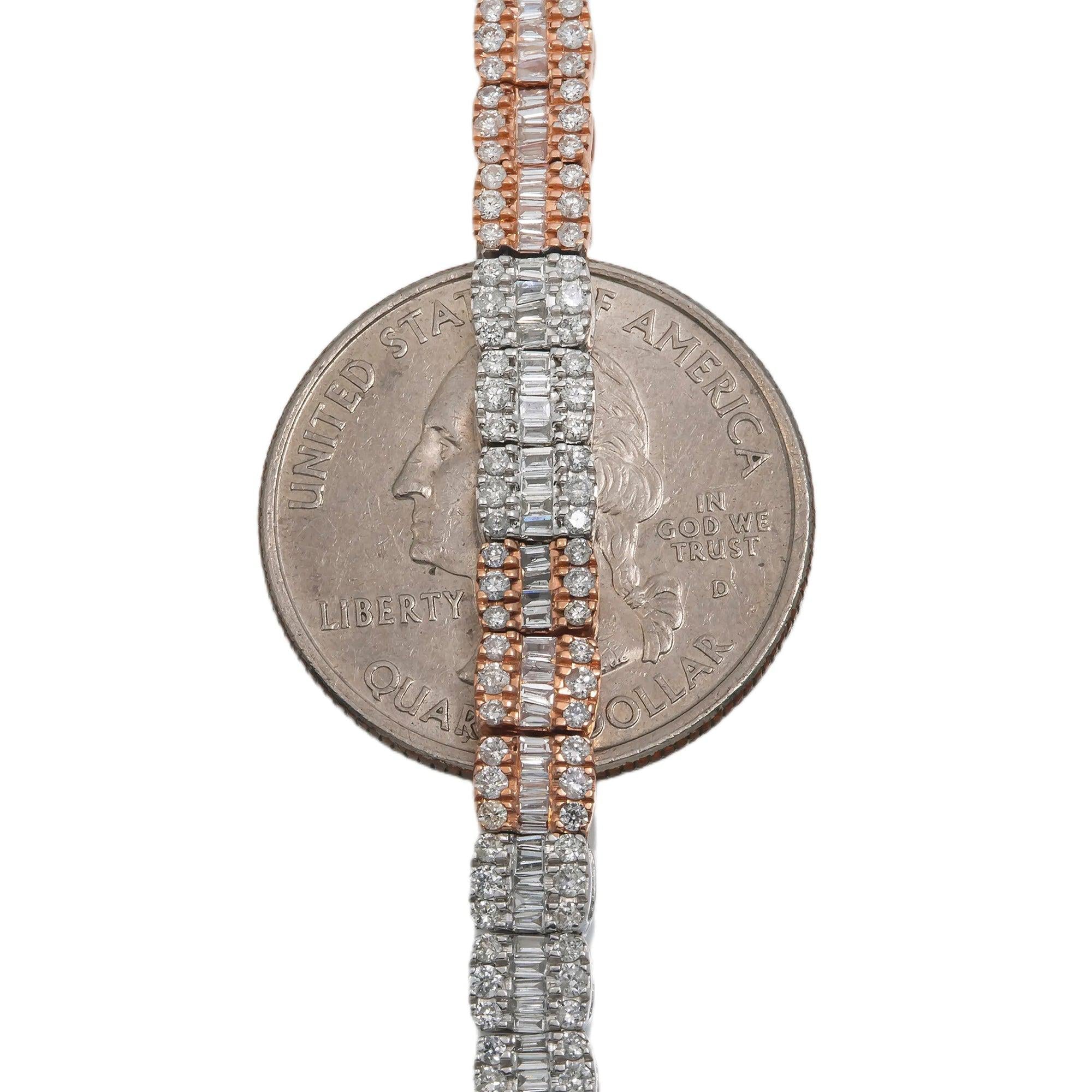 10K GOLD TWO TONE BAGUETTE DIAMOND CHAIN 9.40 CT