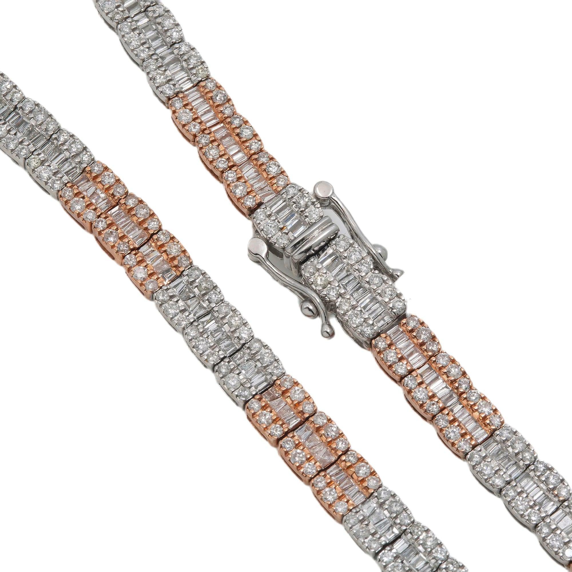 10K GOLD TWO TONE BAGUETTE DIAMOND CHAIN 9.40 CT