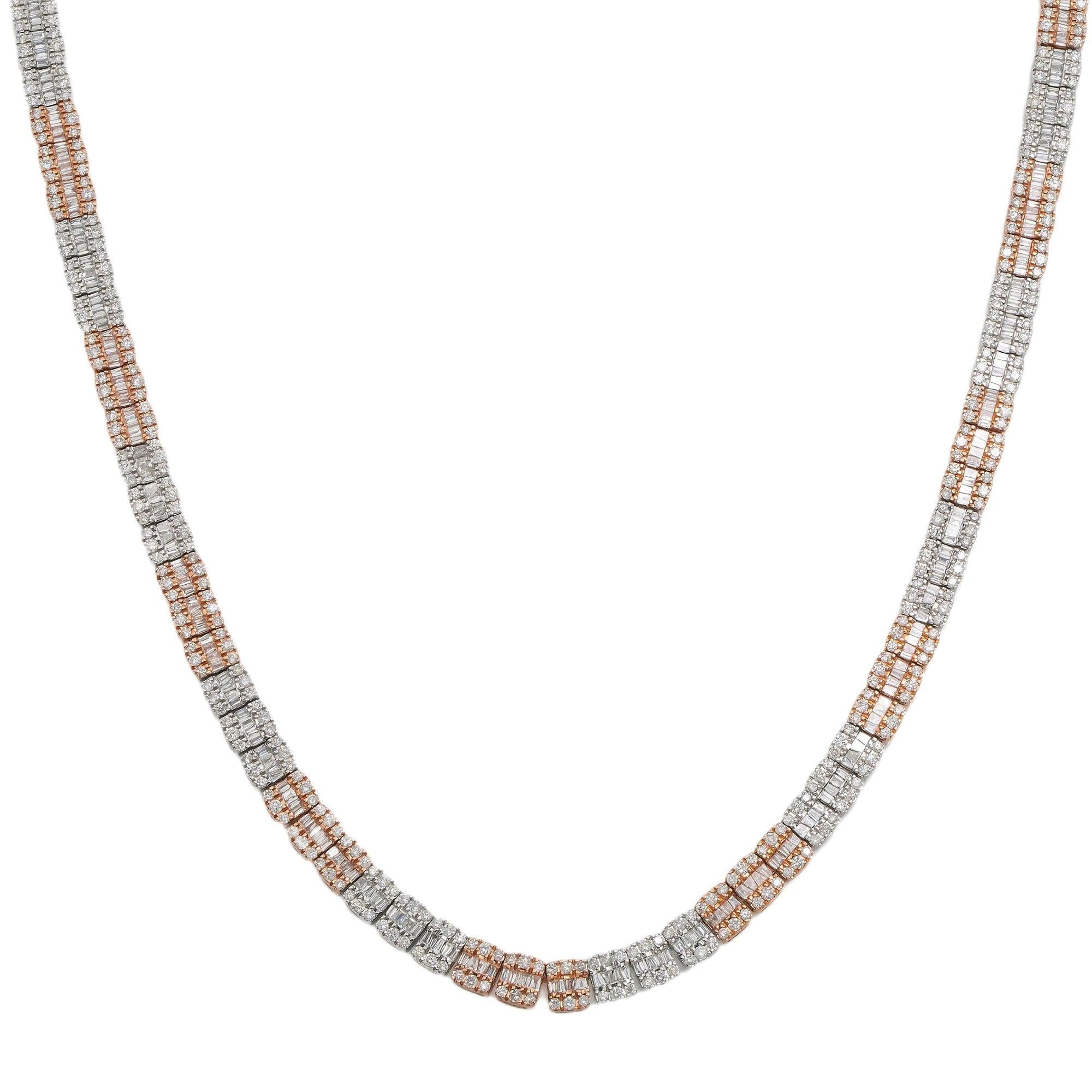 10K GOLD TWO TONE BAGUETTE DIAMOND CHAIN 9.40 CT