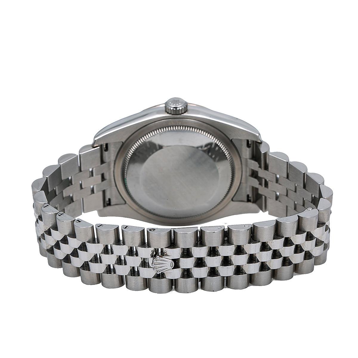 Rolex Datejust Diamond Watch, 116244 36mm, Rhodium Waves With Diamonds With Stainless Steel Jubilee Bracelet