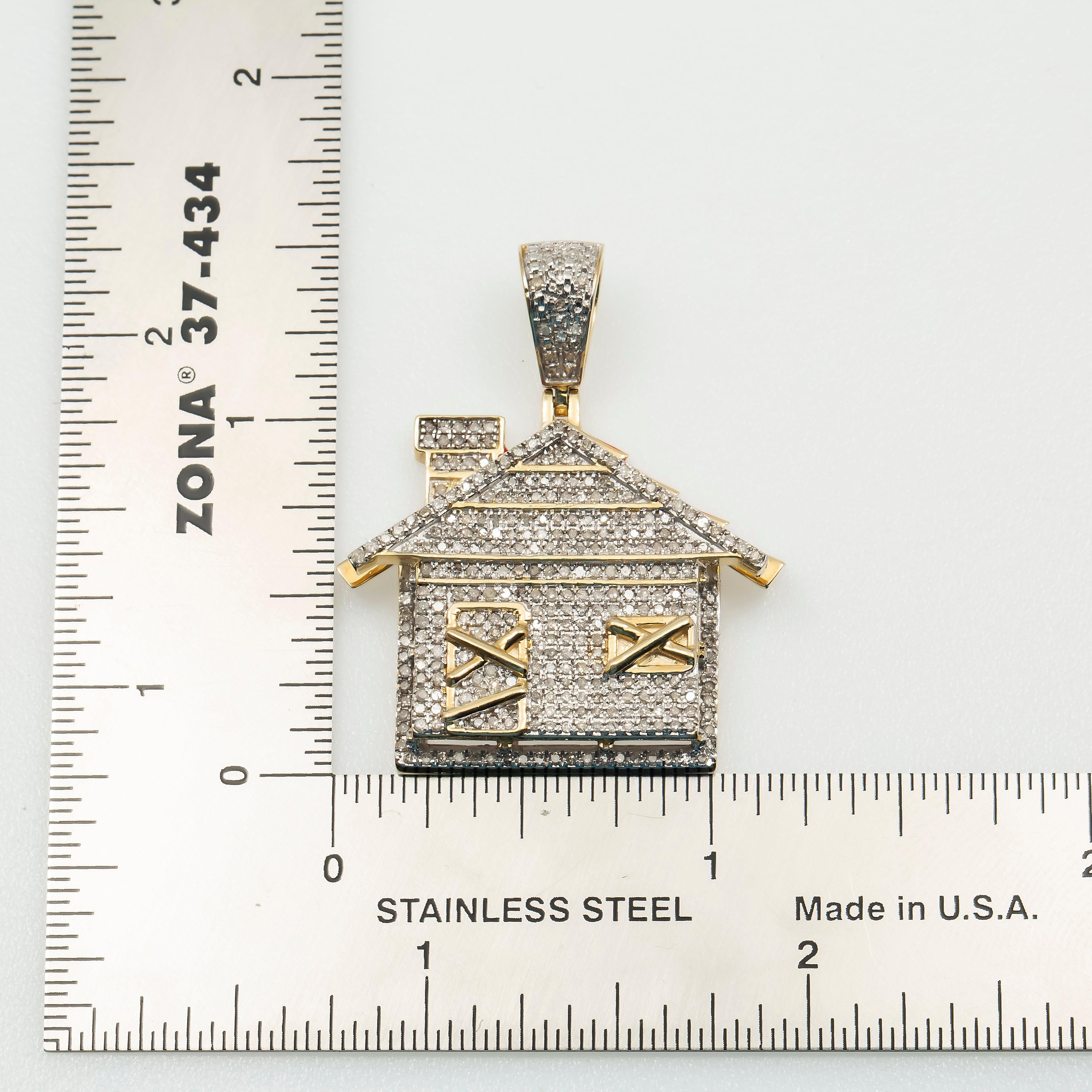 10K GOLD DIAMOND TRAP HOUSE PENDANT 1.08 CT